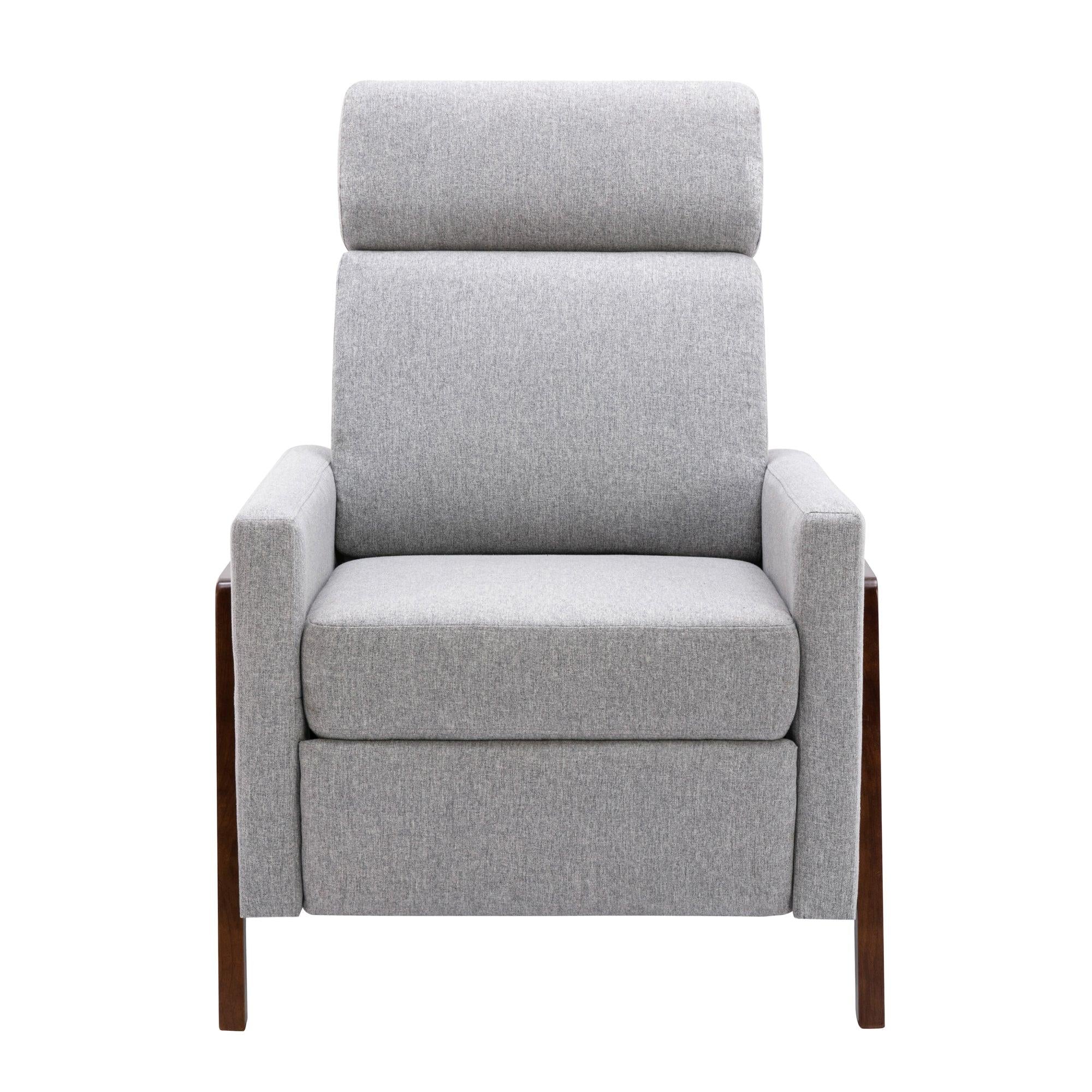 Wood-Framed Upholstered Recliner Chair Adjustable Home Theater Seating with Thick Seat Cushion and BackrestModern Living Room Recliners，Gray