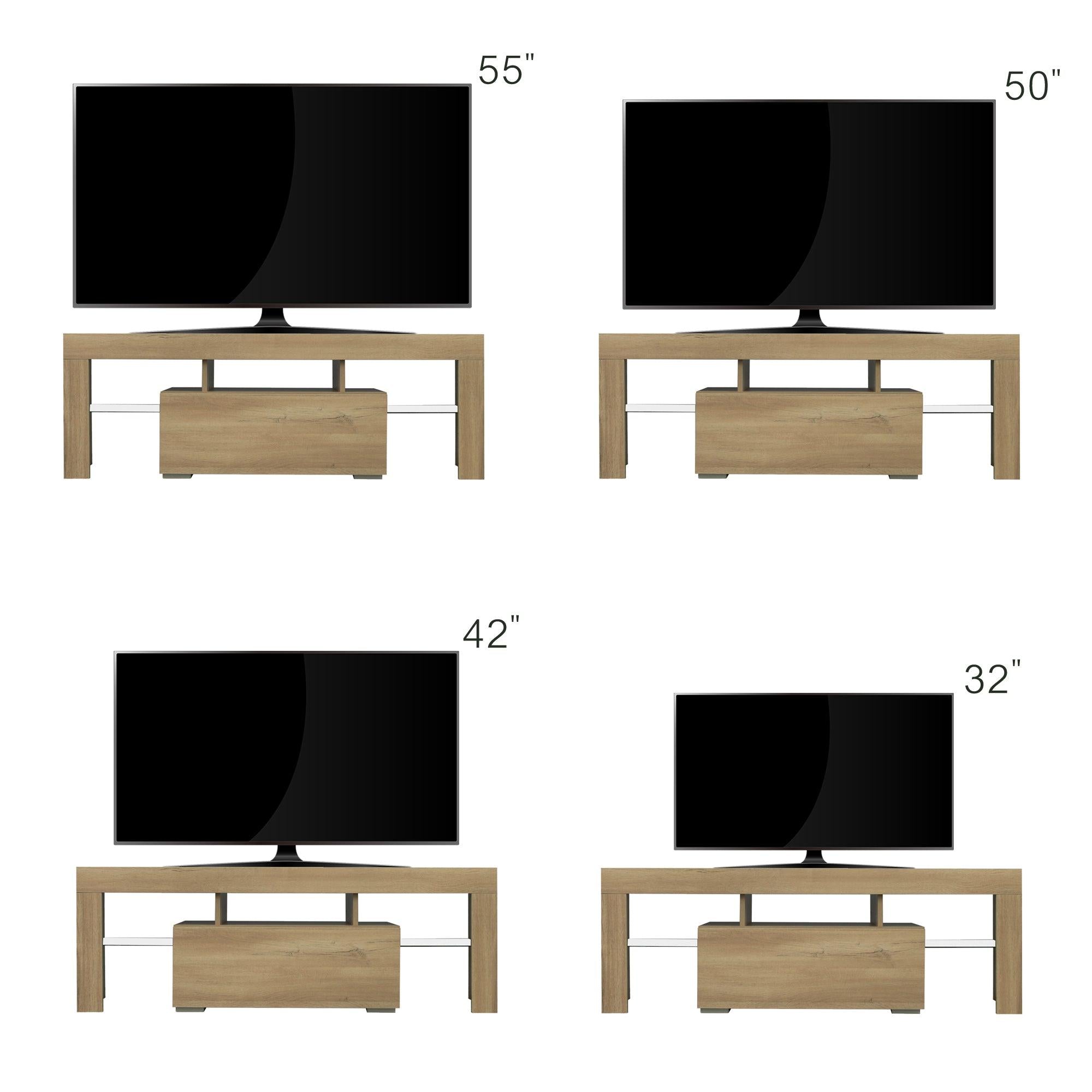 TV Stand with LED RGB Lights,Flat Screen TV Cabinet, Gaming Consoles - in Lounge Room, Living Room and Bedroom,Rustic oak