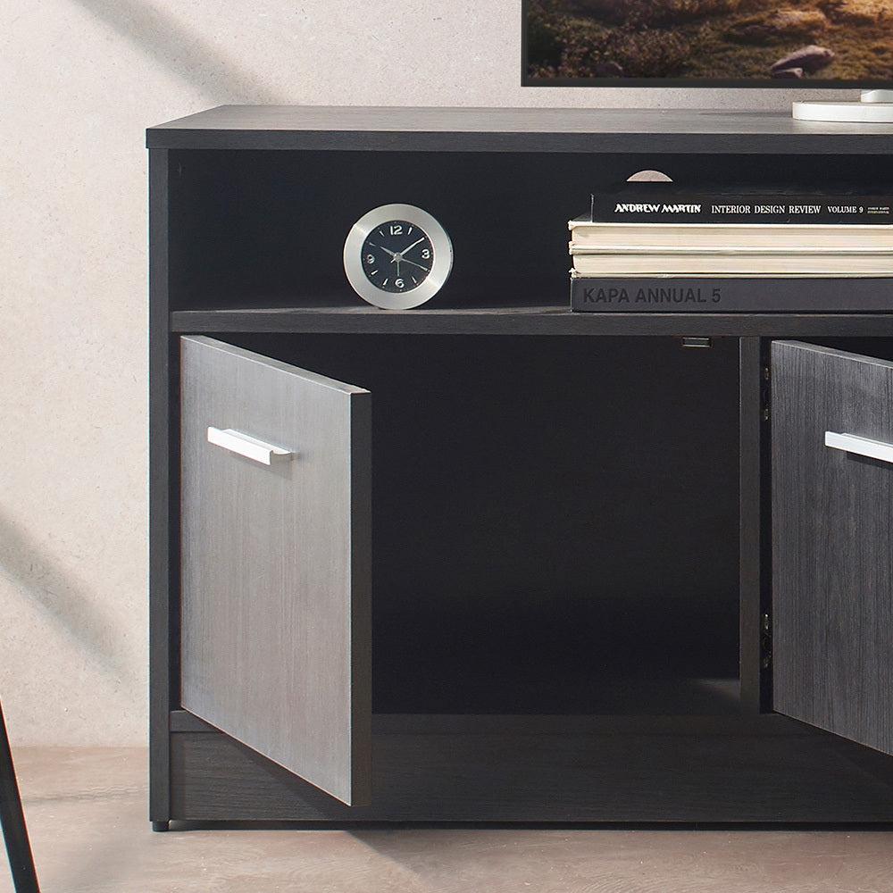 Holland Contemporary TV Stand with Three Soft-closing Doors in Dark Gray