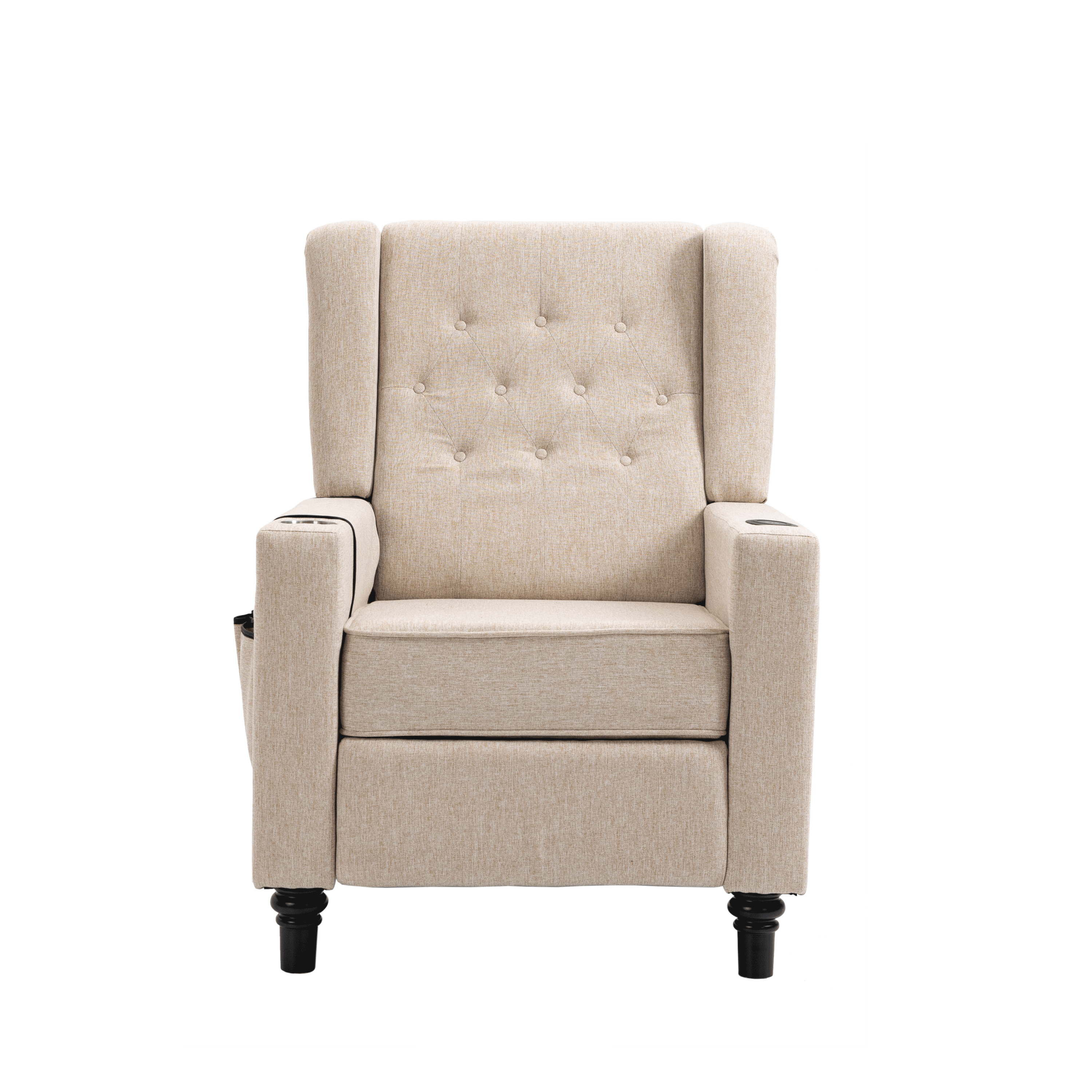 Arm Pushing Recliner Chair,Modern Button Tufted Wingback Push Back Recliner Chair, Living Room Chair Fabric Pushback Manual Single Reclining Sofa Home Theater Seating for Bedroom,Khaki Yelkow