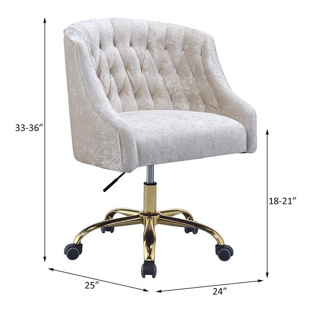 ACME Levian Office Chair in Vintage Cream Velvet & Gold 92517