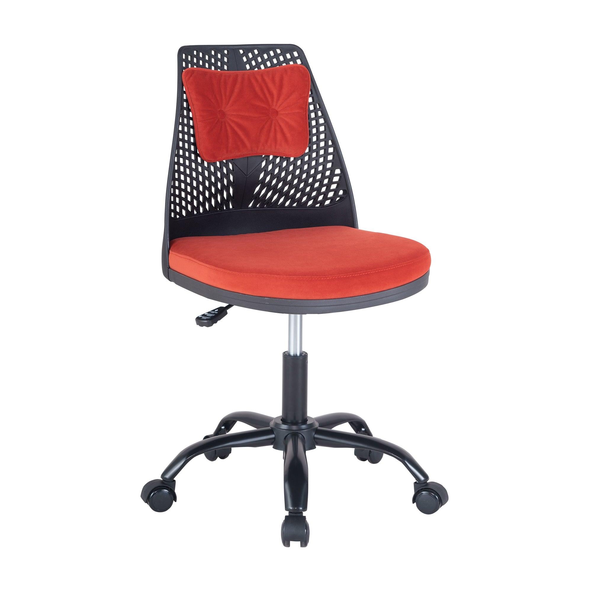 Office Task Desk Chair Swivel Home Comfort Chairs,Adjustable Height with ample lumbar support,Black+Red