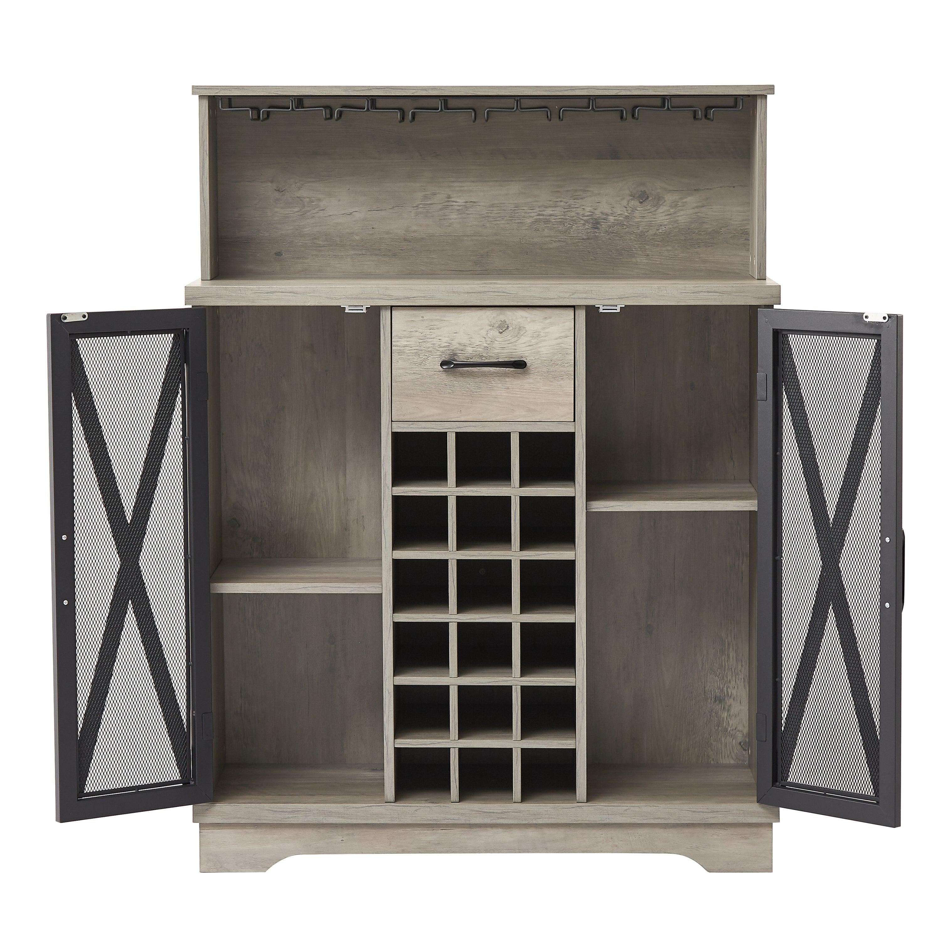 Wine cabinet （Grey，35.41’’W*13.39’’D*47.44’’H）