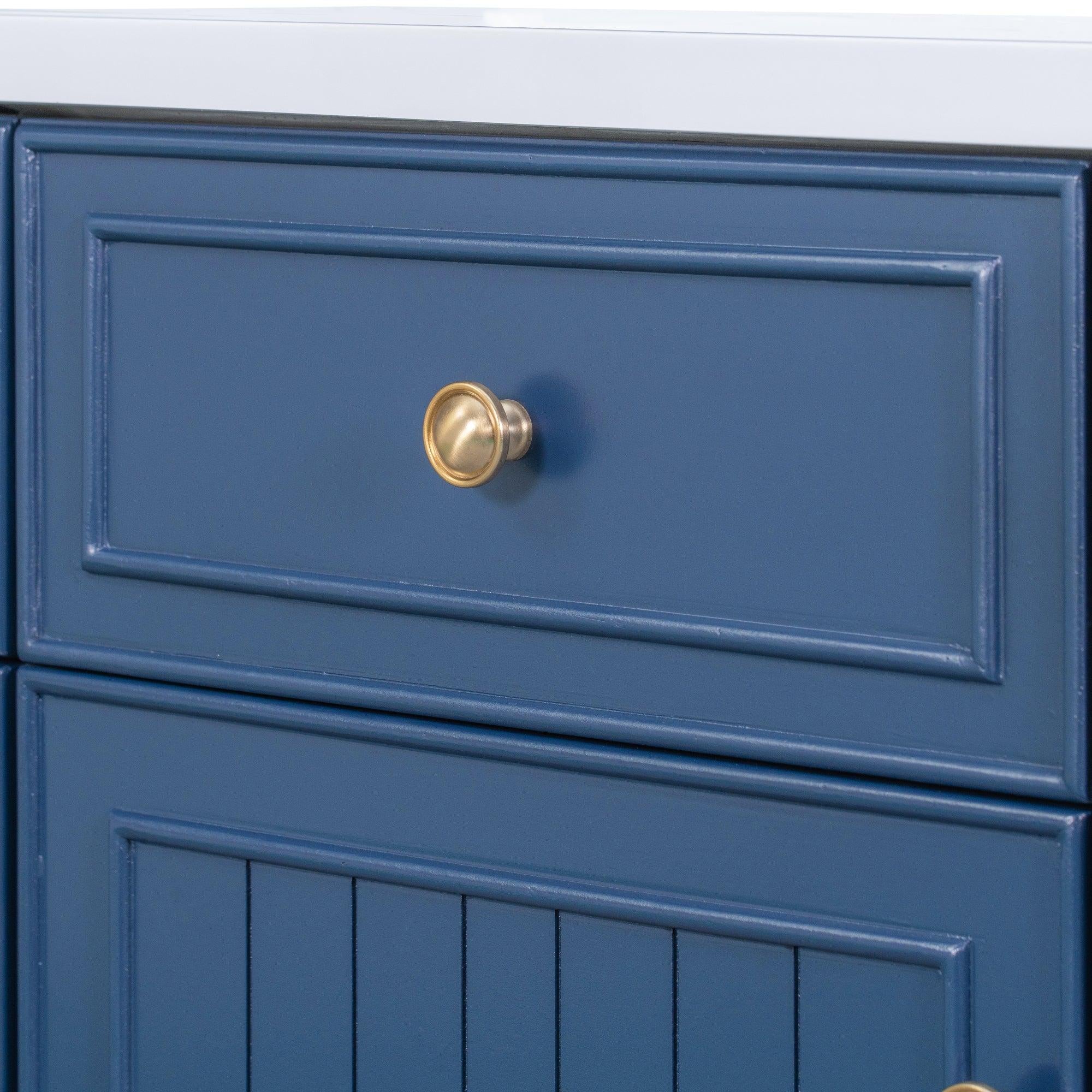 36" Bathroom Vanity Cabinet with Sink Top Combo Set, Navy Blue，Single Sink，Shaker Cabinet with Soft Closing Door and Drawer