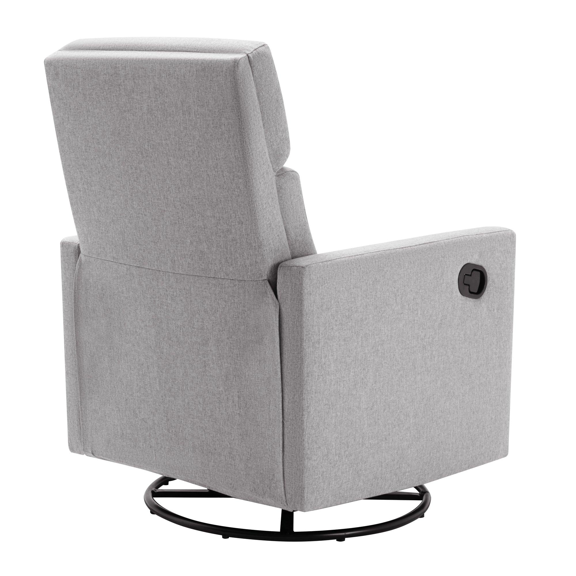 Modern Upholstered Rocker Nursery Chair Plush Seating Glider Swivel Recliner Chair, Gray