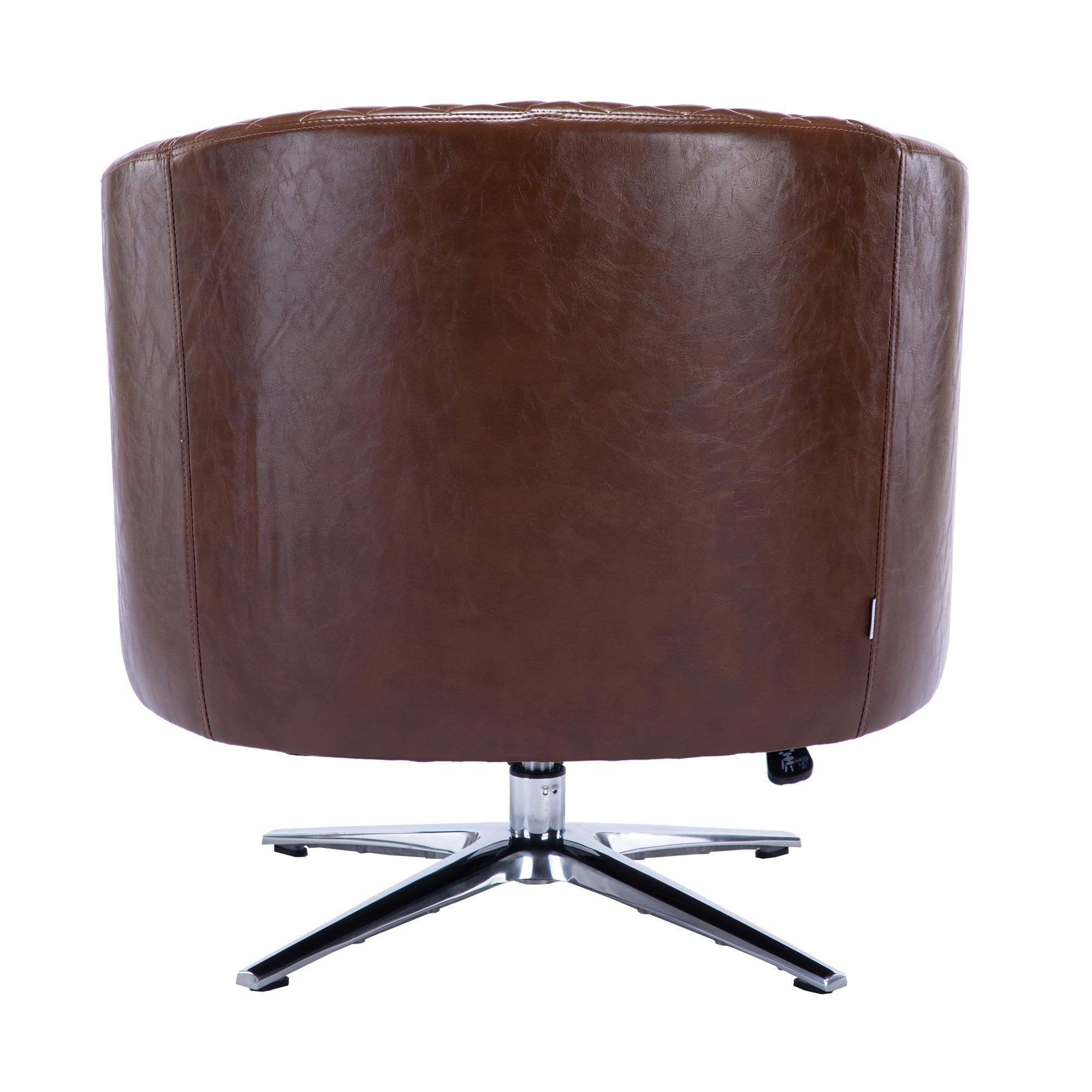 Swivel  Barrel chair living room chair with nailheads and Metal base