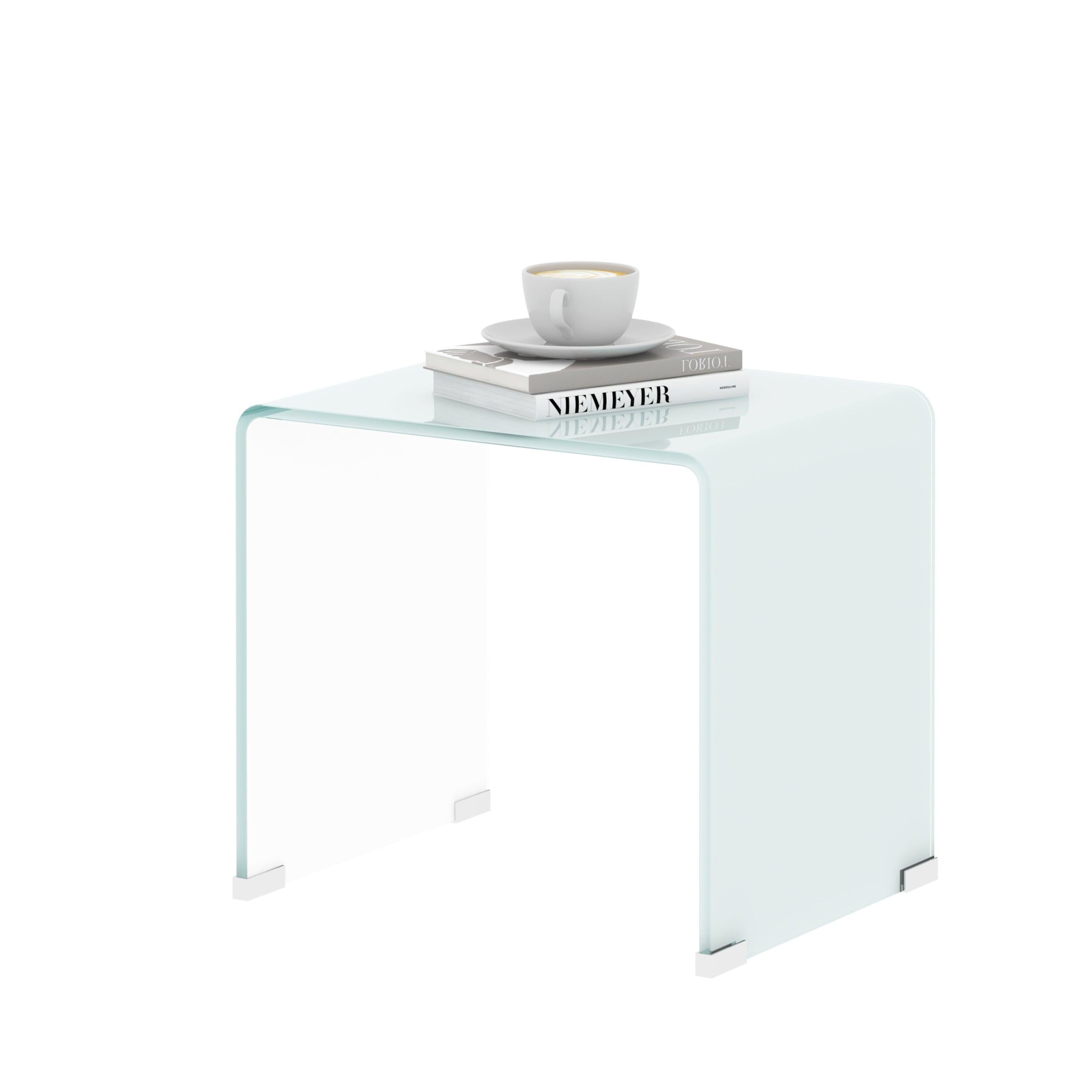 Whole Tempered Glass Coffee Table End Table Side Table for Living Room,bedroom, White