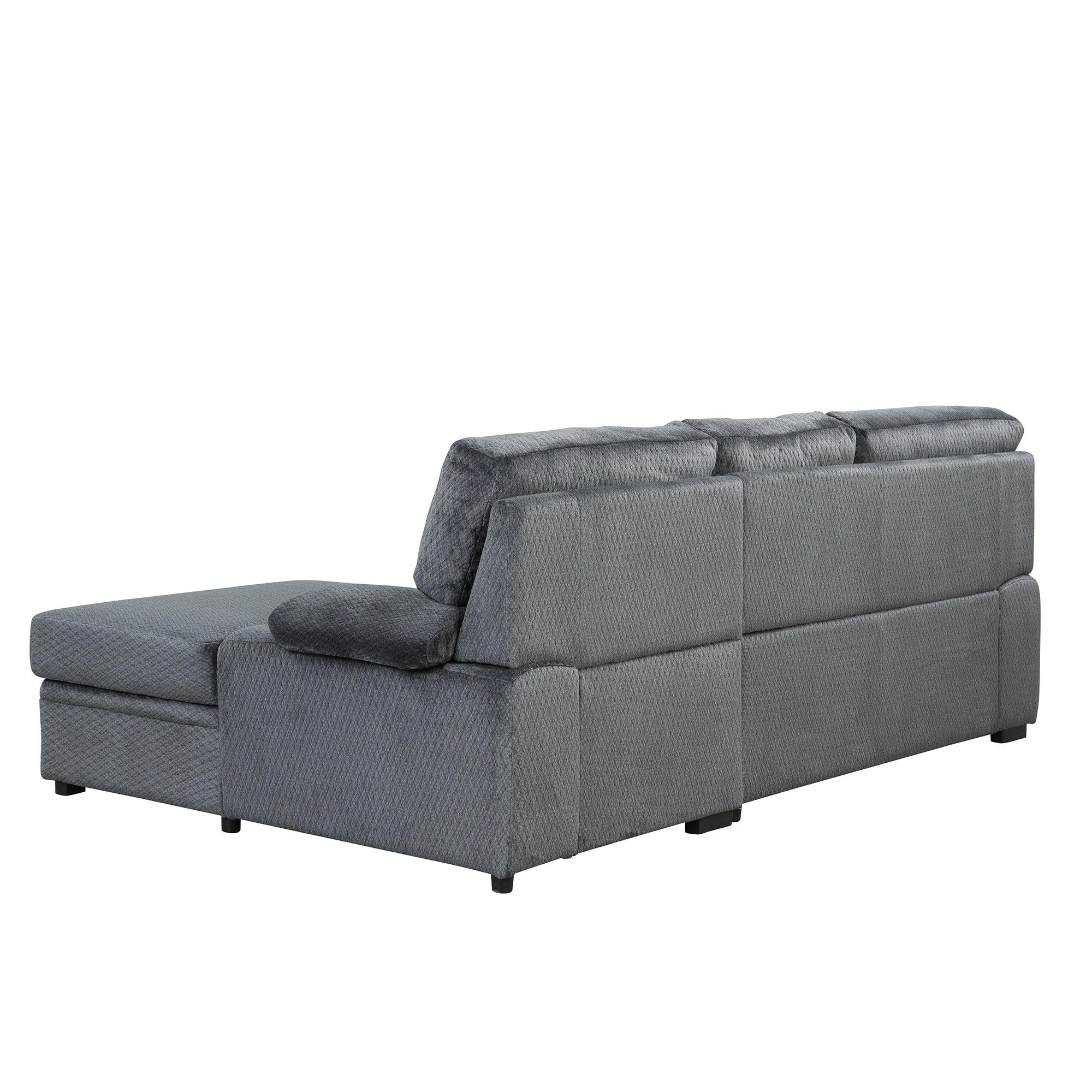 95.7"Modern Padded Upholstered  Sofa Bed Sleeper Sectional Sofa withStorage Chaise and Cup Holder for Living Room Furniture Set