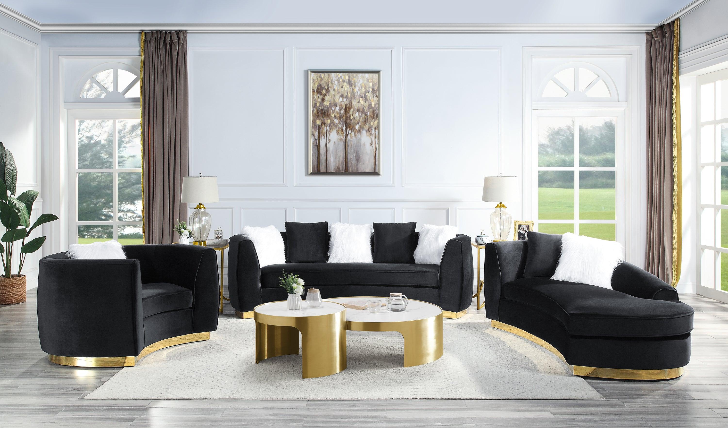 ACME Achelle Sofa w/5 Pillows in Black Velvet LV01045