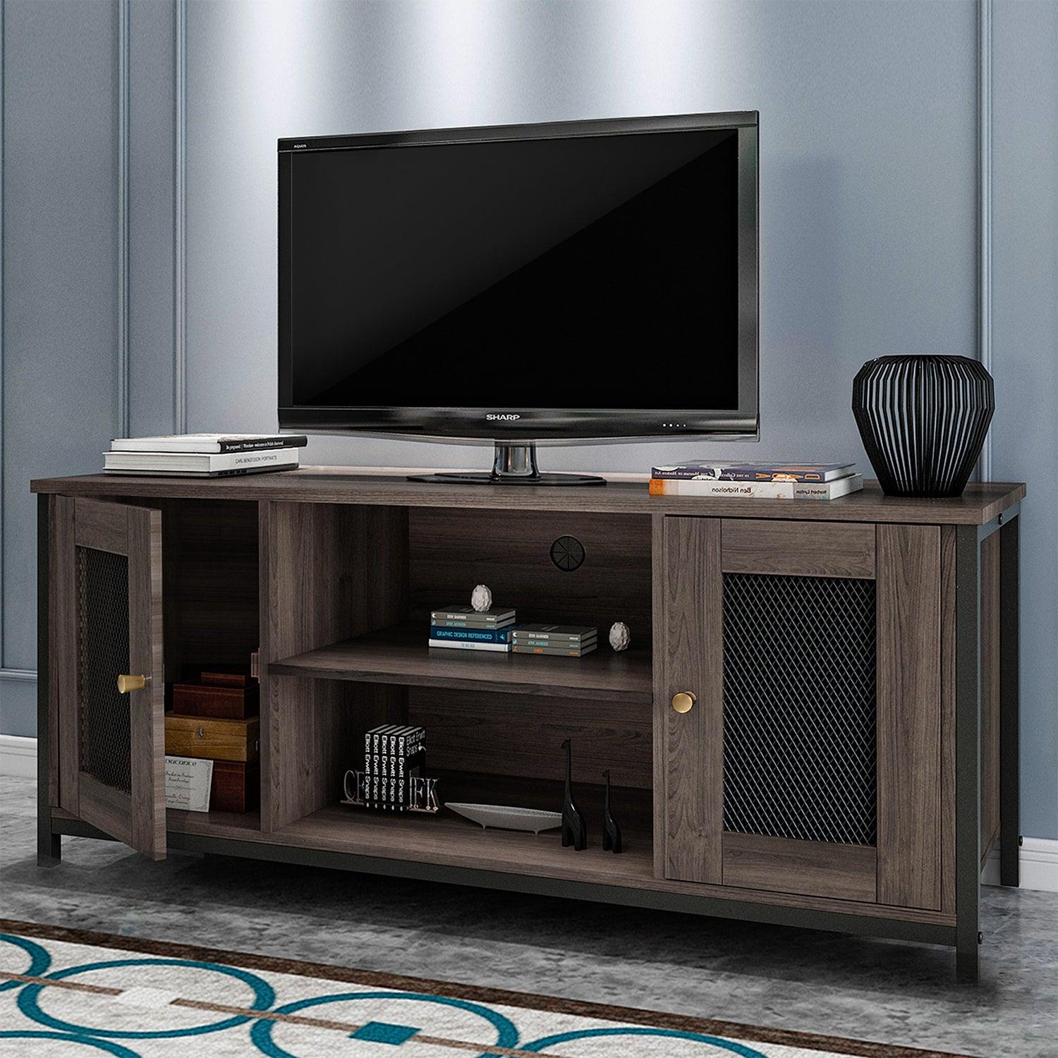 TV Stand for 45 Inches TV, Industrial TV Stand withStorage Shelf, Cable Management, Cabinets, Entertainment Center  for Home, Living Room, Office