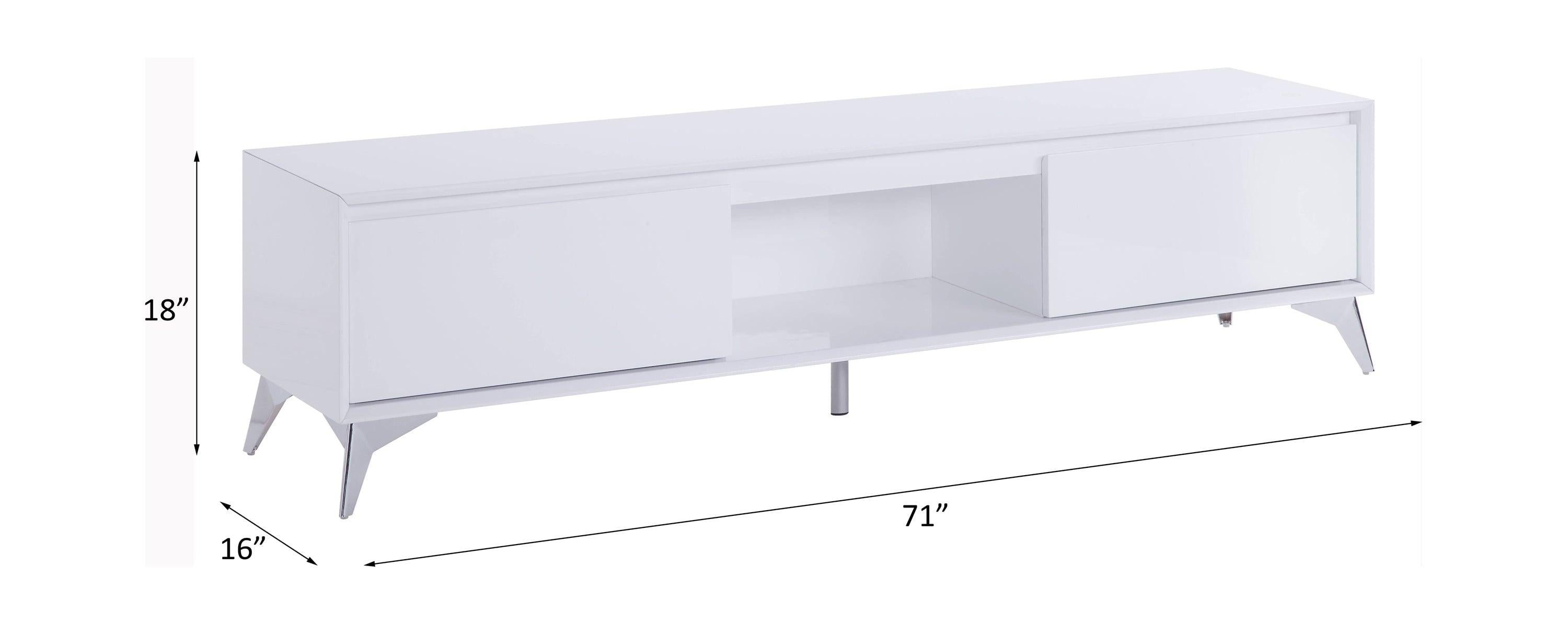 ACME Raceloma TV stand , LED, White & Chrome Finish 91995