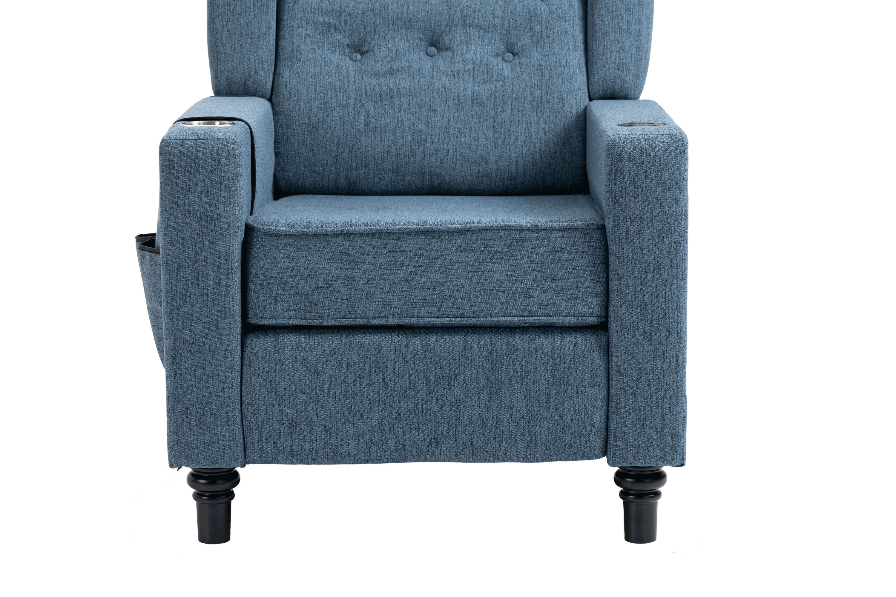 Arm Pushing Recliner Chair,Modern Button Tufted Wingback Push Back Recliner Chair, Living Room Chair Fabric Pushback Manual Single Reclining Sofa Home Theater Seating for Bedroom,Navy Blue