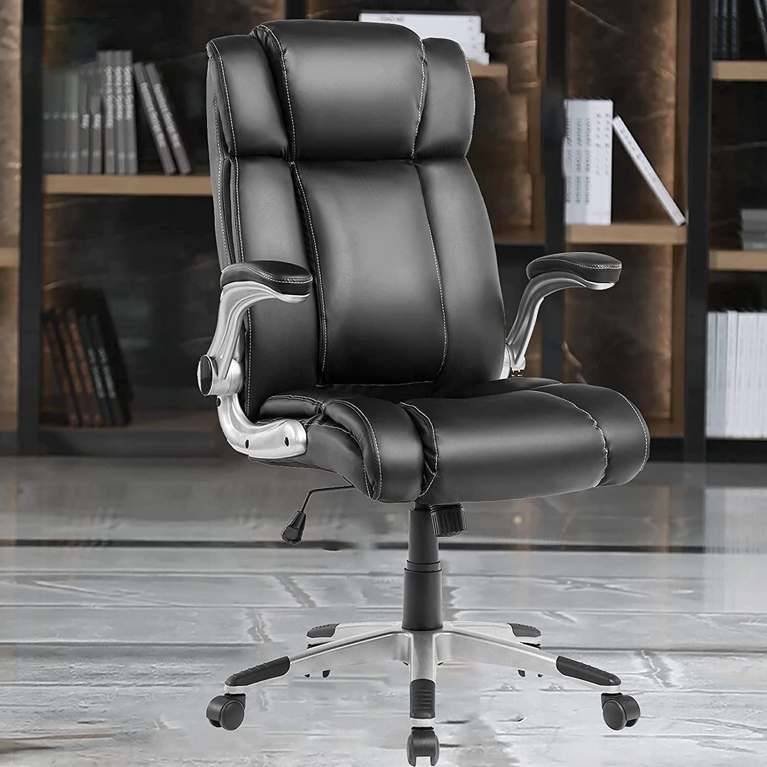 Adjustable rotary office executive chair/PU leather image