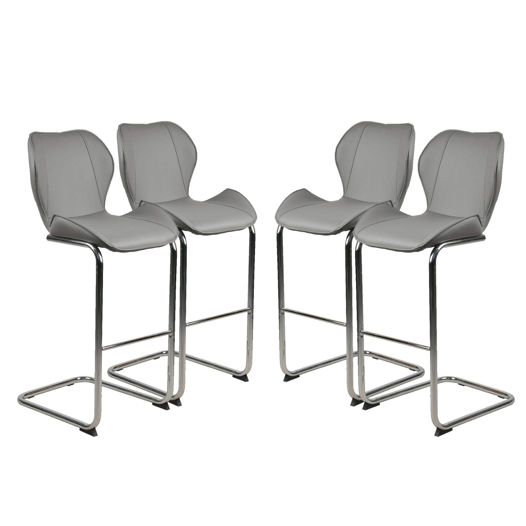 Bar chairModern design for dining and kitchen barstool with metal legs set of 4 (Grey)