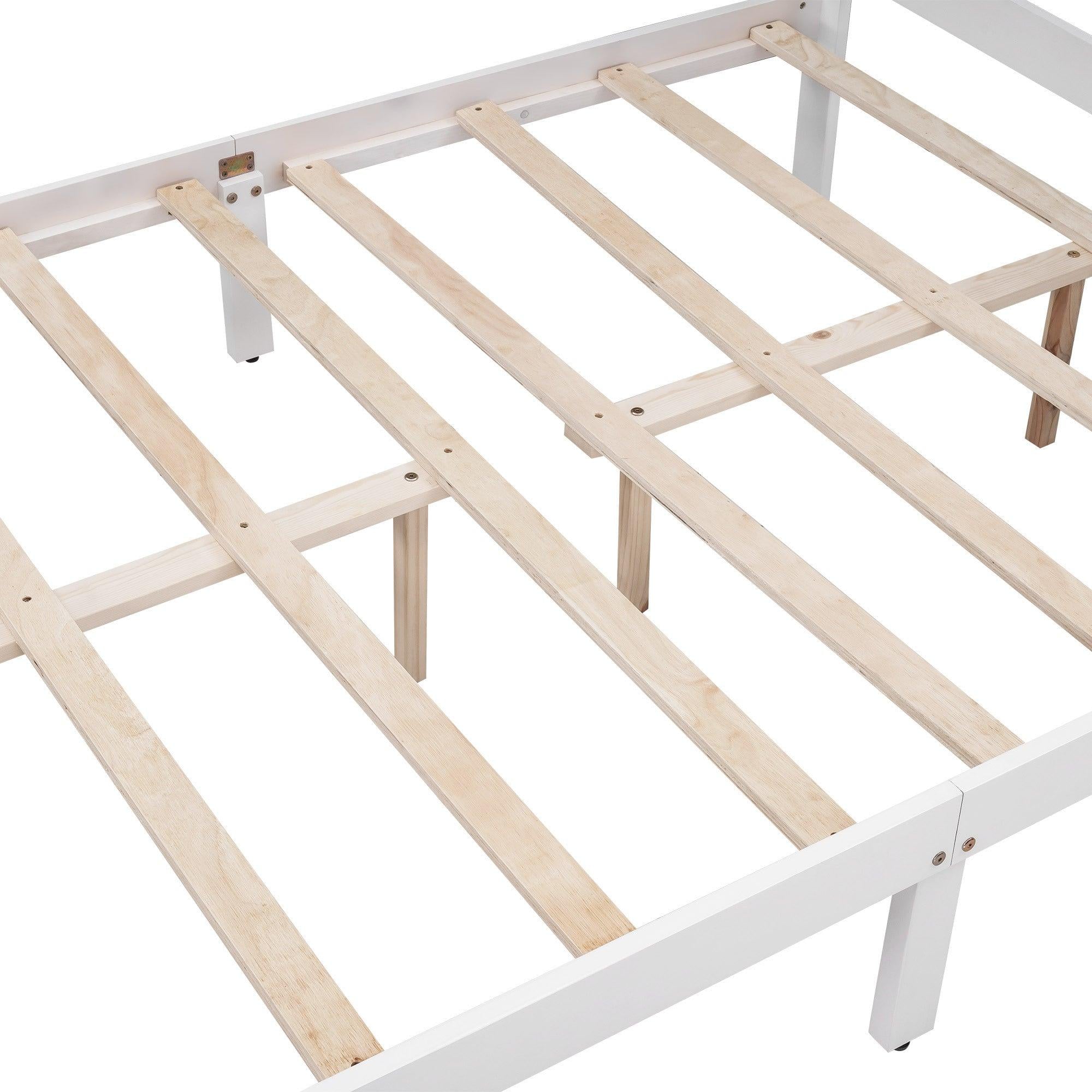 Full Size Platform Bed with Drawers, White