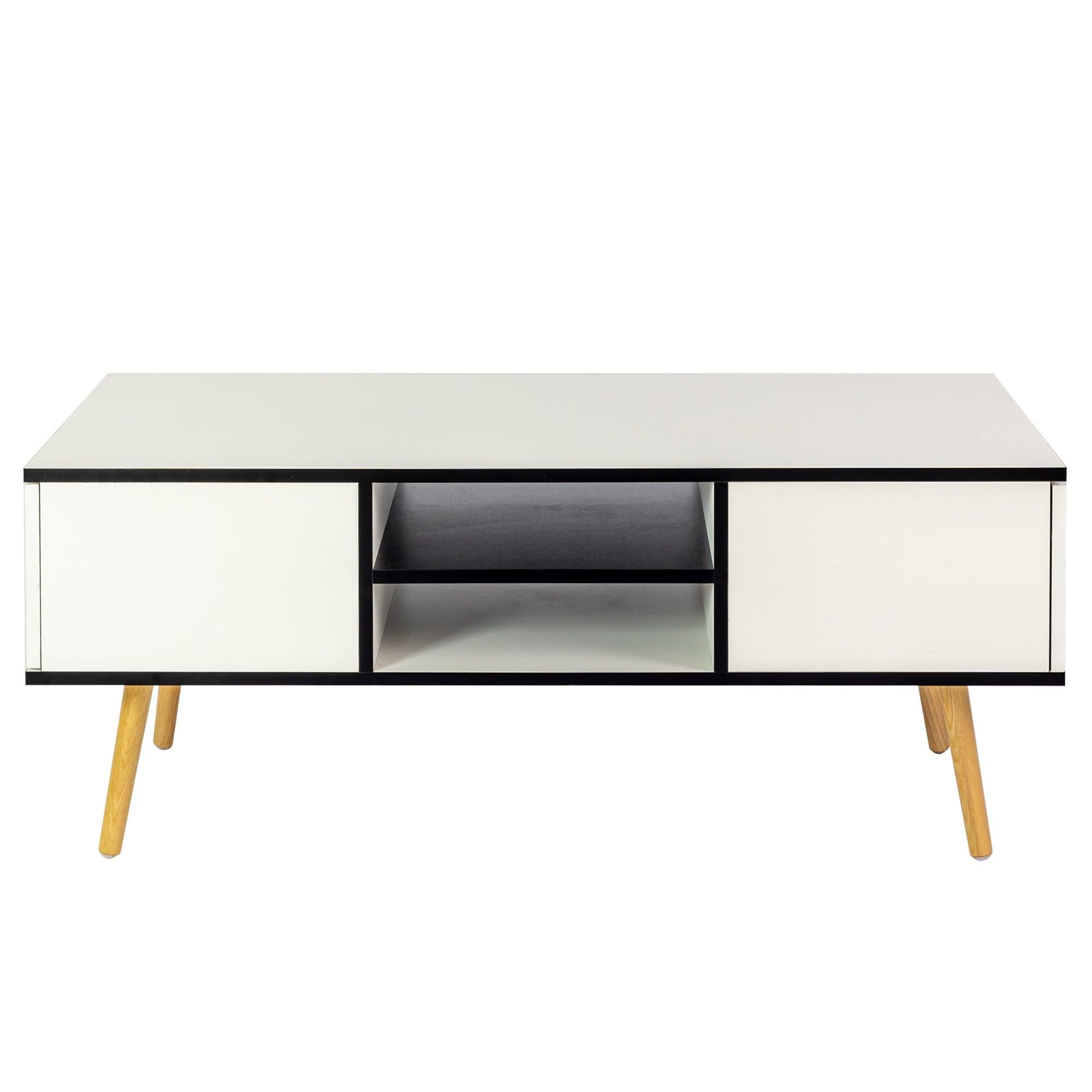 COFFEE TABLE,computer table,  white color,solid wood legs support, bigStorage space,for Dining Room, Kitchen, Small Spaces,Wooden legs and white