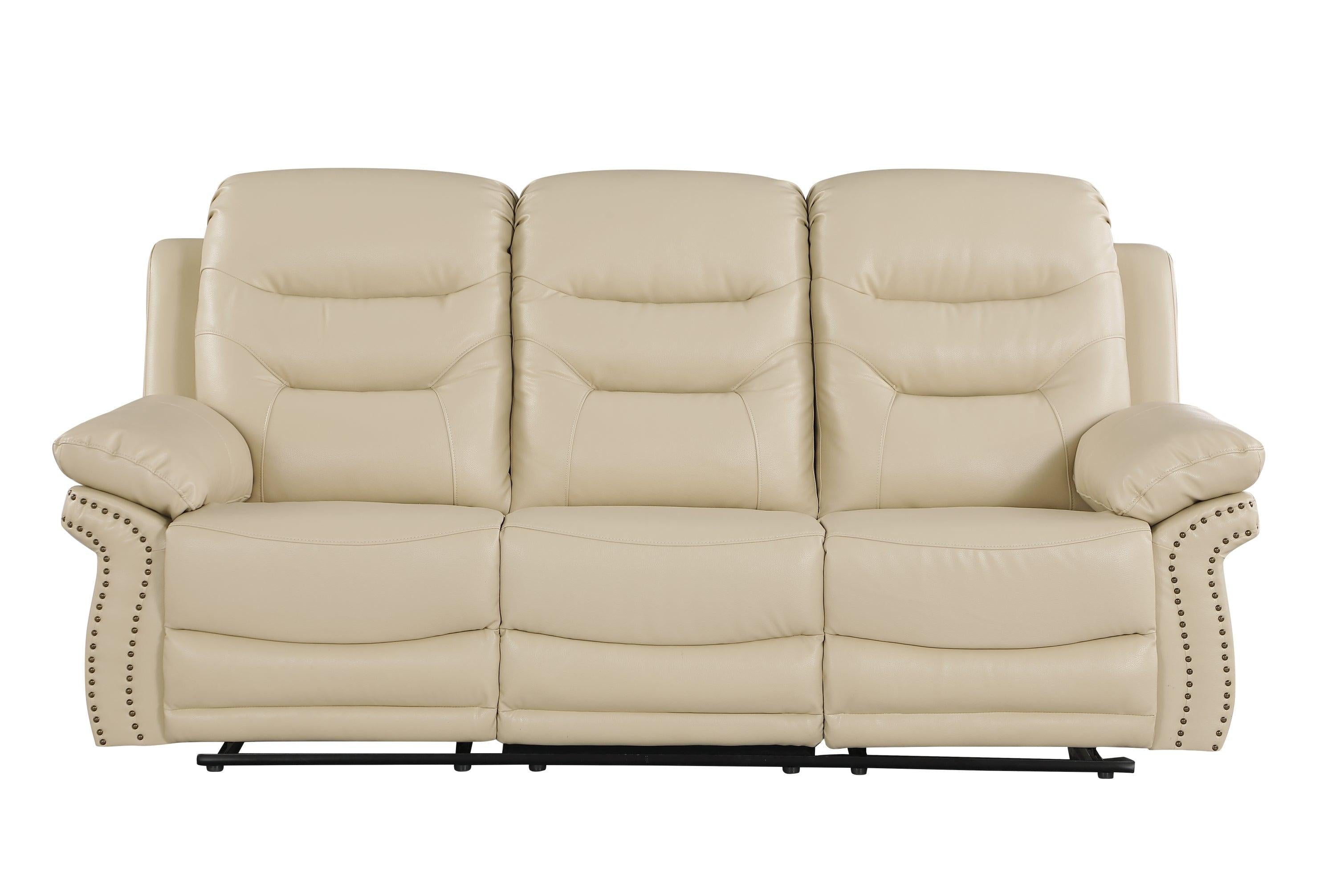 Global United  Leather Air Upholstered Reclining Sofa with Fiber Back image