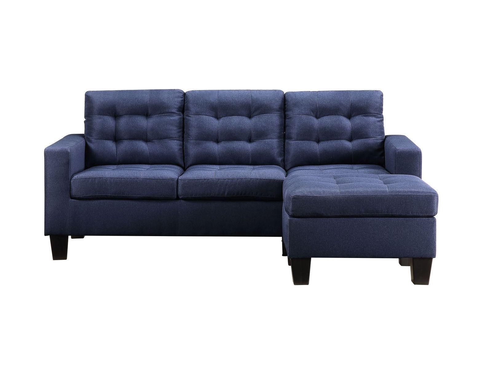 ACME Earsom Sectional Sofa (Rev. Chaise), Blue Linen 56650