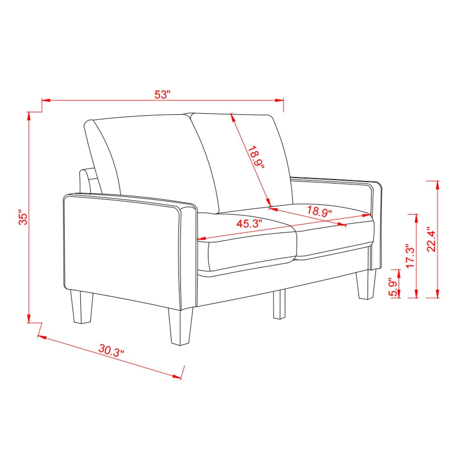 Modern Living Room Furniture Loveseat in Beige Fabric