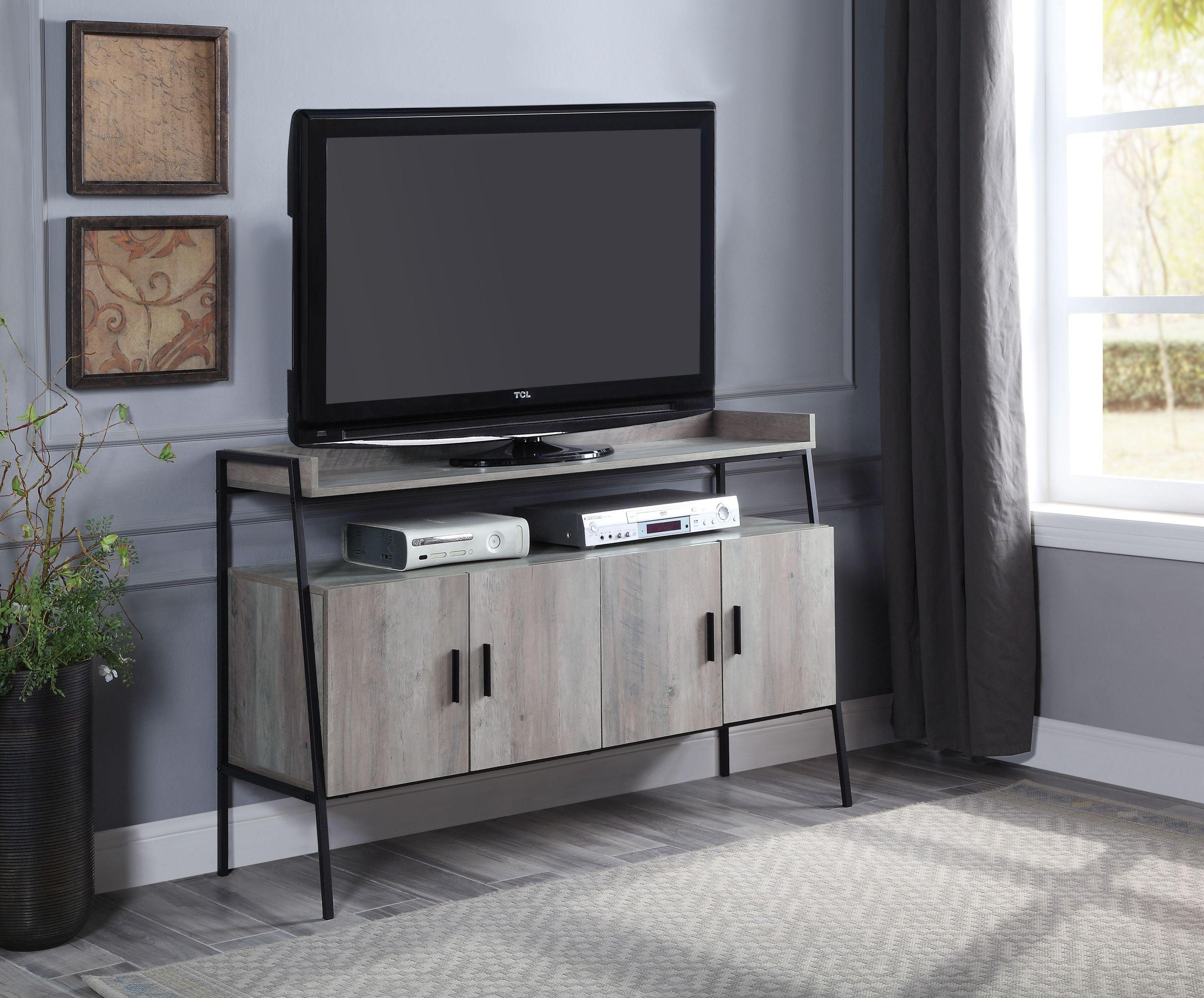 ACME Samiya TV Stand , Gray Oak & Black Finish LV00151 image