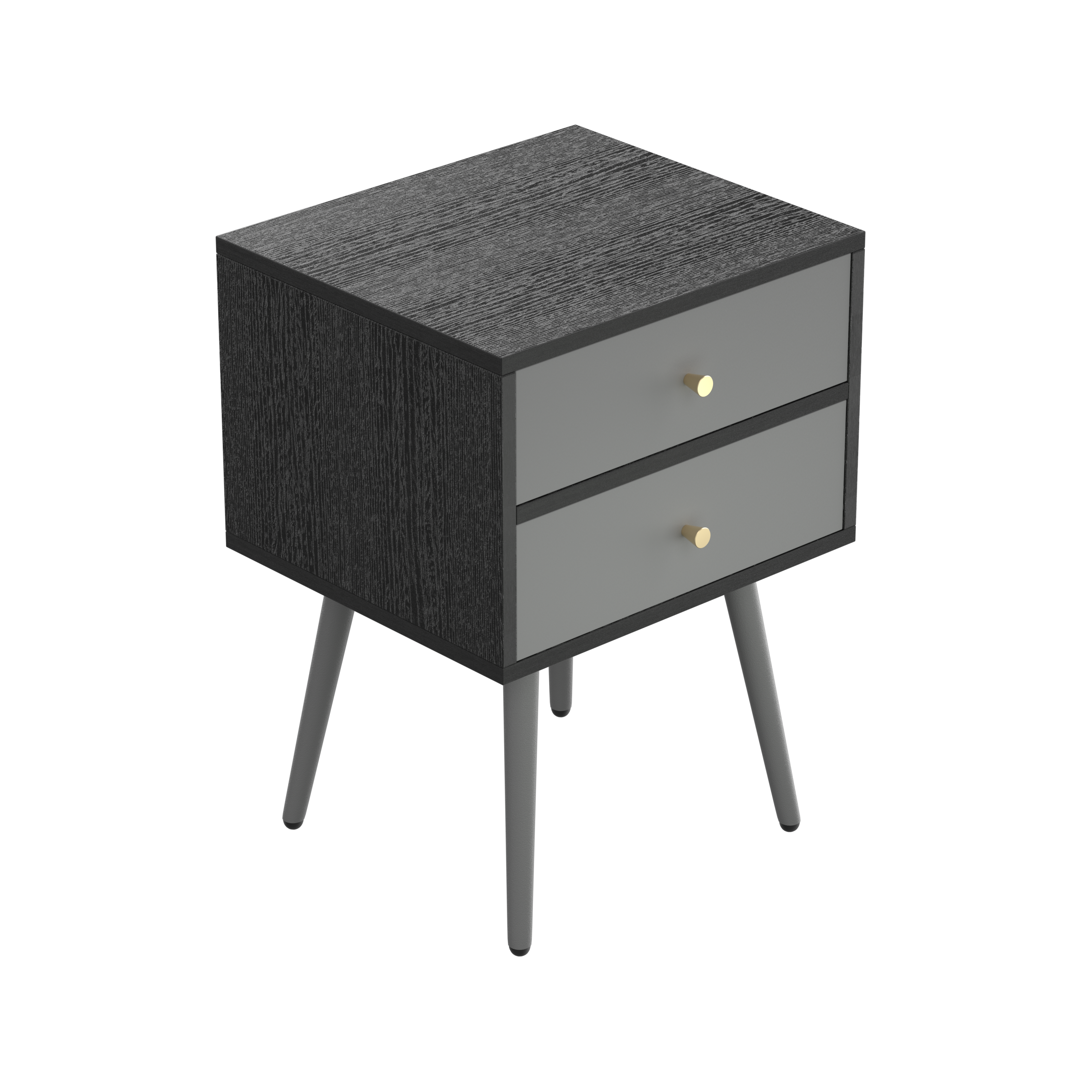 UpdateModern Nightstand with 2Drawers, Suitable for Bedroom/Living Room/Side Table (Dark Grey) image