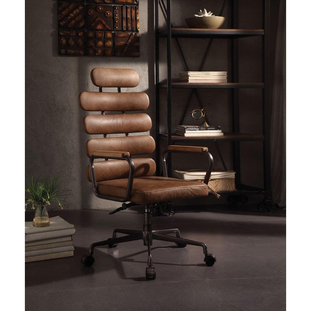 ACME Calan Office Chair in Retro Brown Top Grain Leather 92108 image