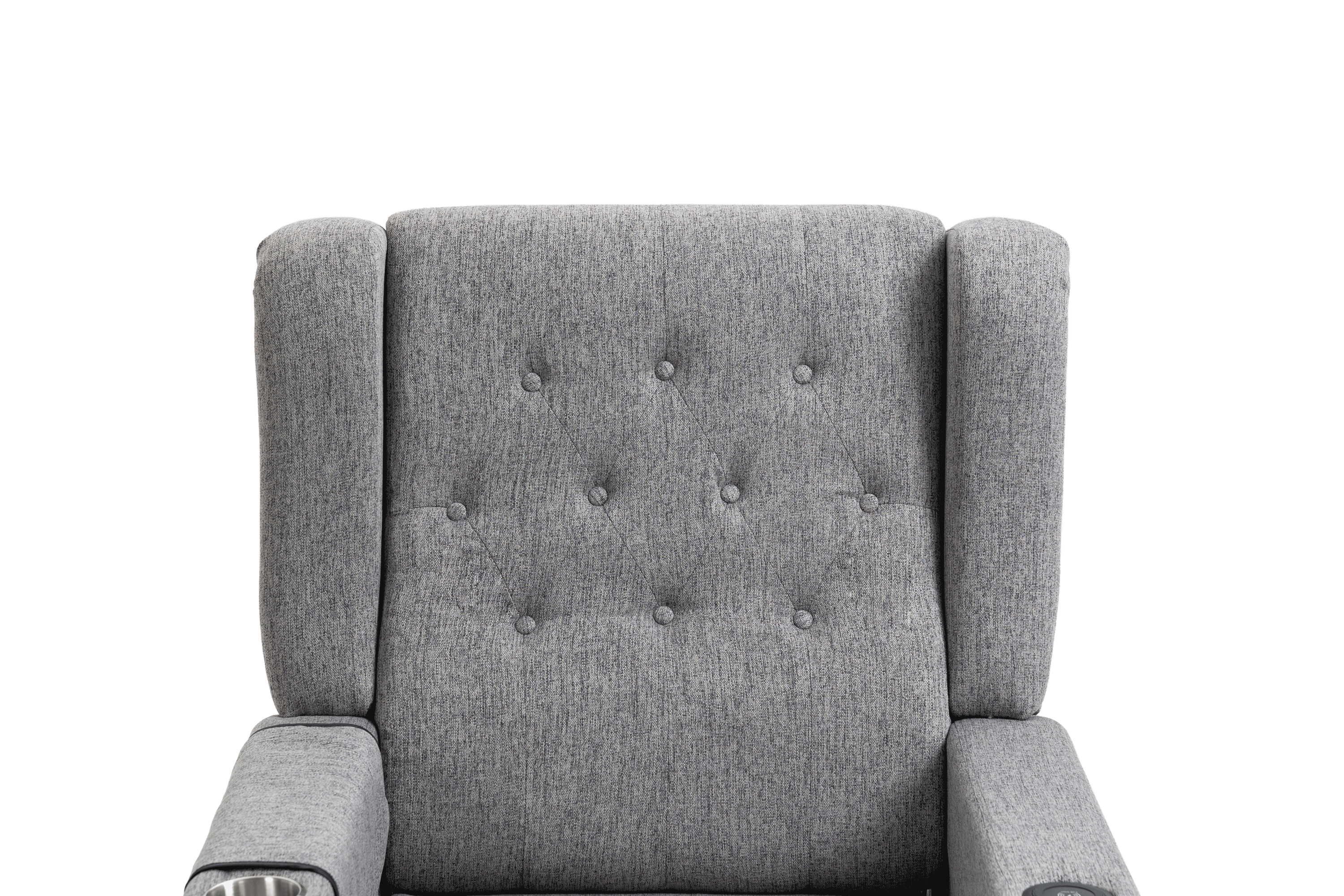 Arm Pushing Recliner Chair,Modern Button Tufted Wingback Push Back Recliner Chair, Living Room Chair Fabric Pushback Manual Single Reclining Sofa Home Theater Seating for Bedroom,Darkn Gray