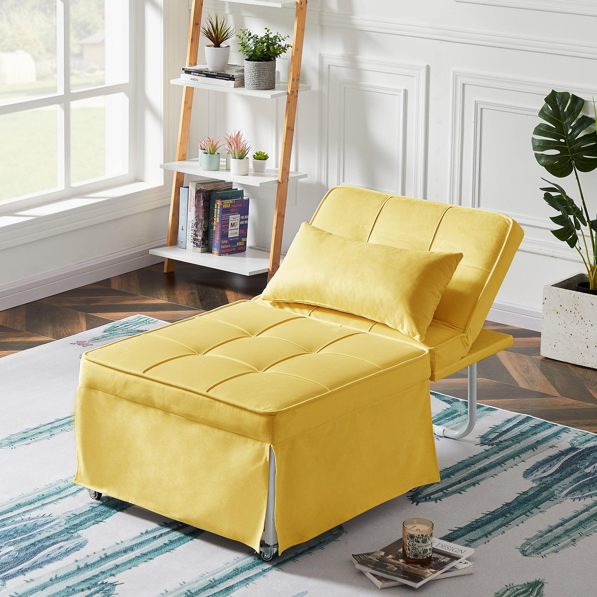 Velvet Folding Sofa Bed Sleeper Chair with Adjustable Backrest .