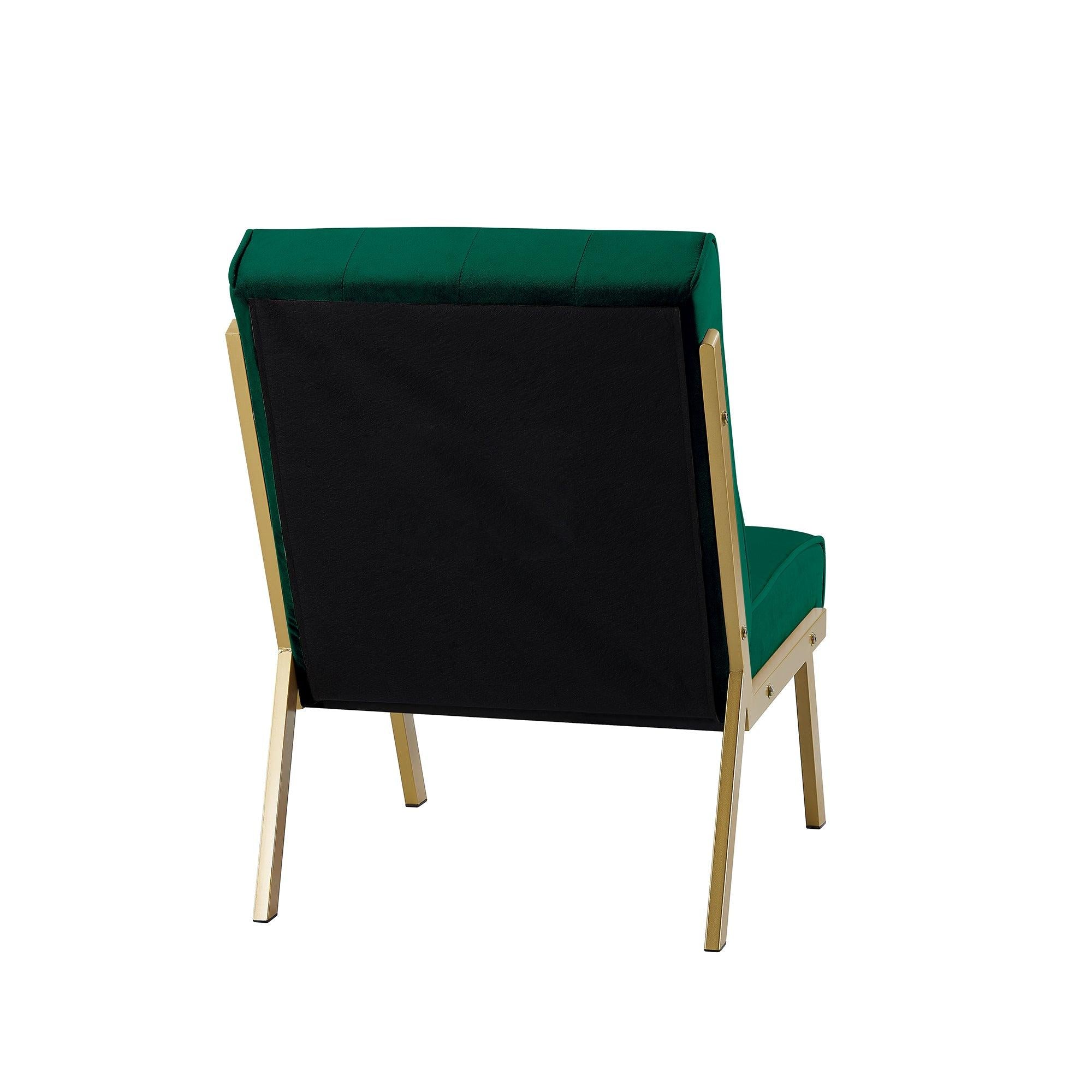 Gold Metal Frame Velvet Upholstery Chair with Ottoman(Green)