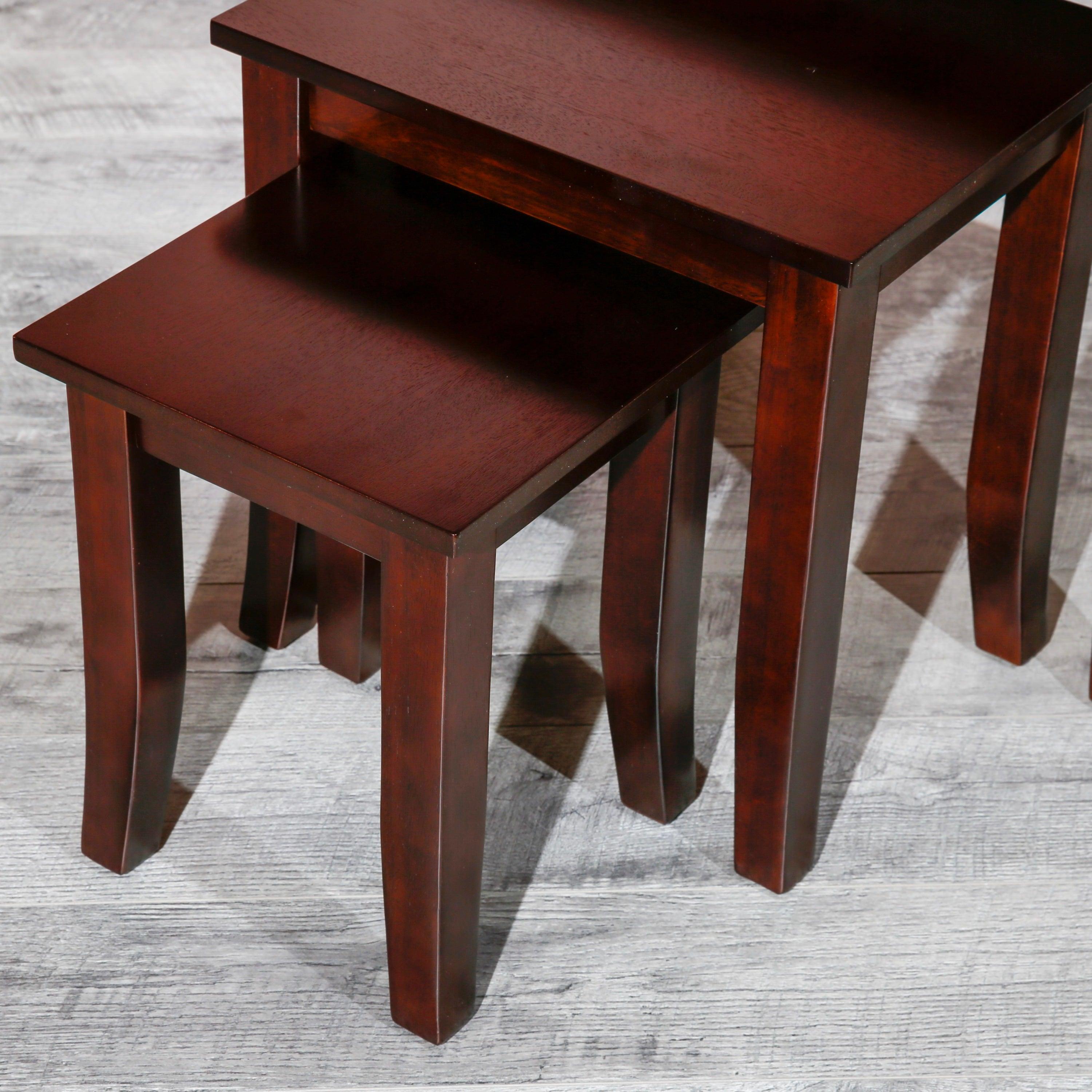 3-Piece Nesting Table Set, Dark Brown