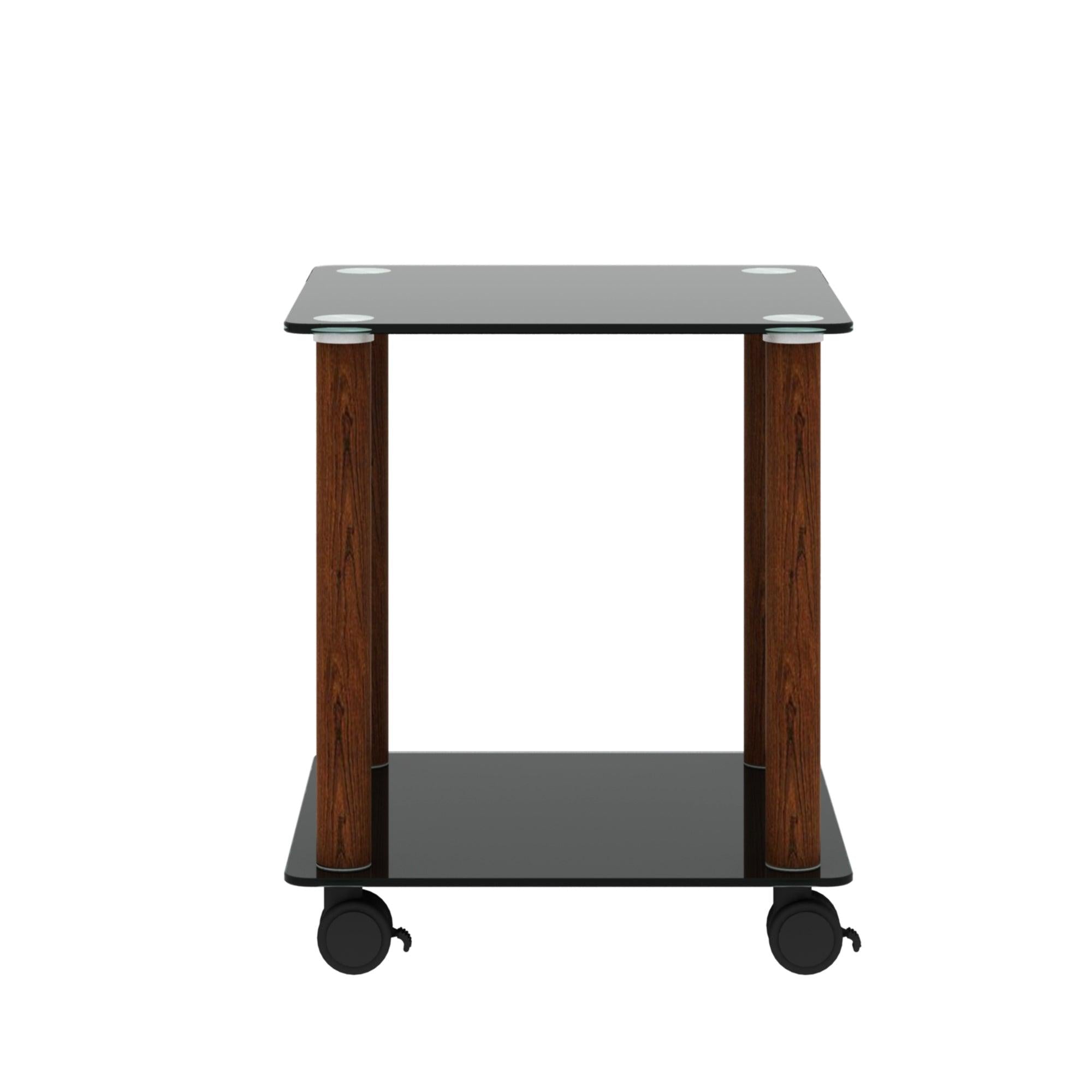 1-Piece Black + Walnut Side Table , 2-Tier Space End Table ,Modern Night Stand, Sofa table, Side Table withStorage Shelve