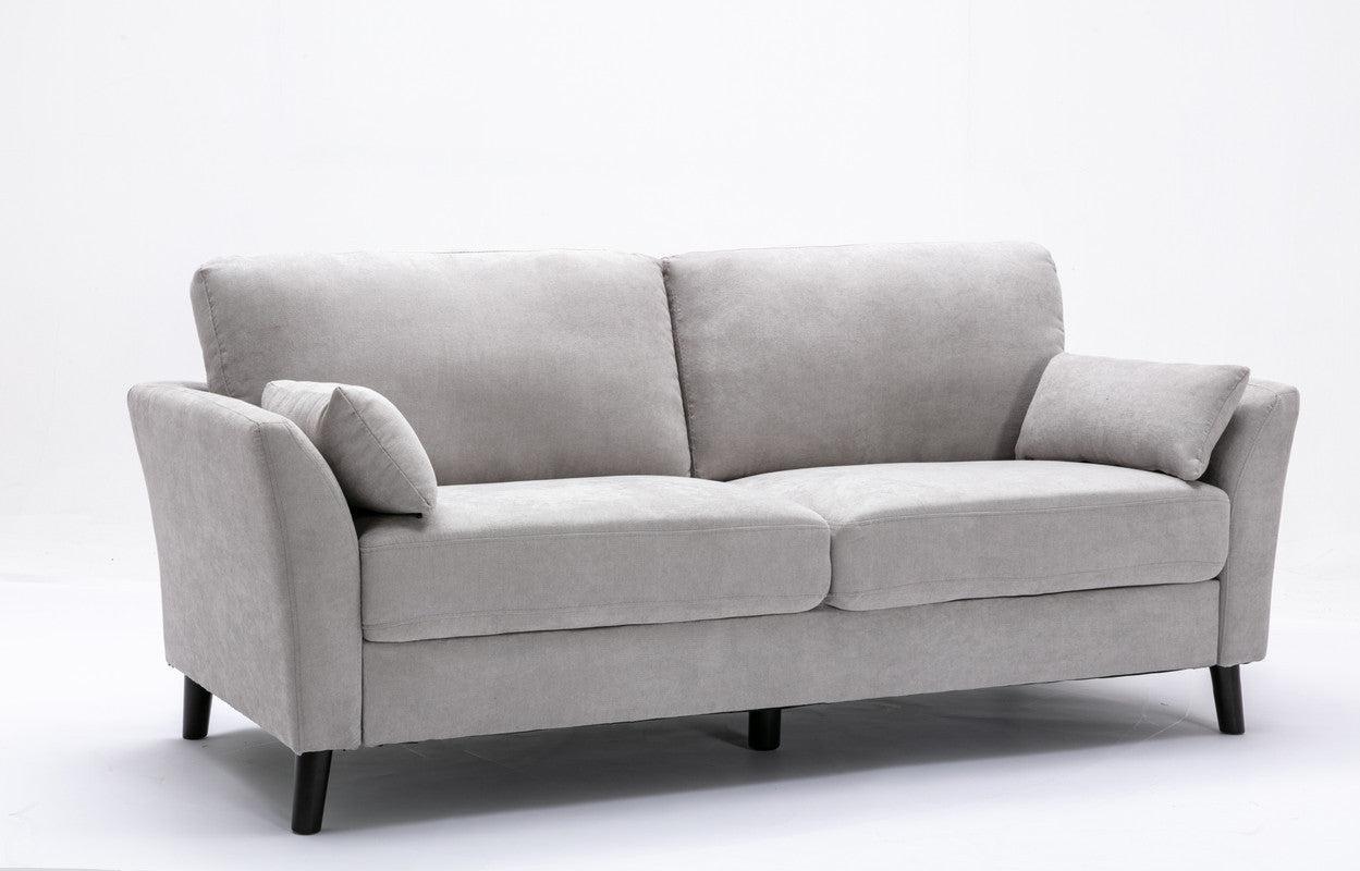 Damian Light Gray Velvet Fabric Sofa Loveseat Chair Living Room Set