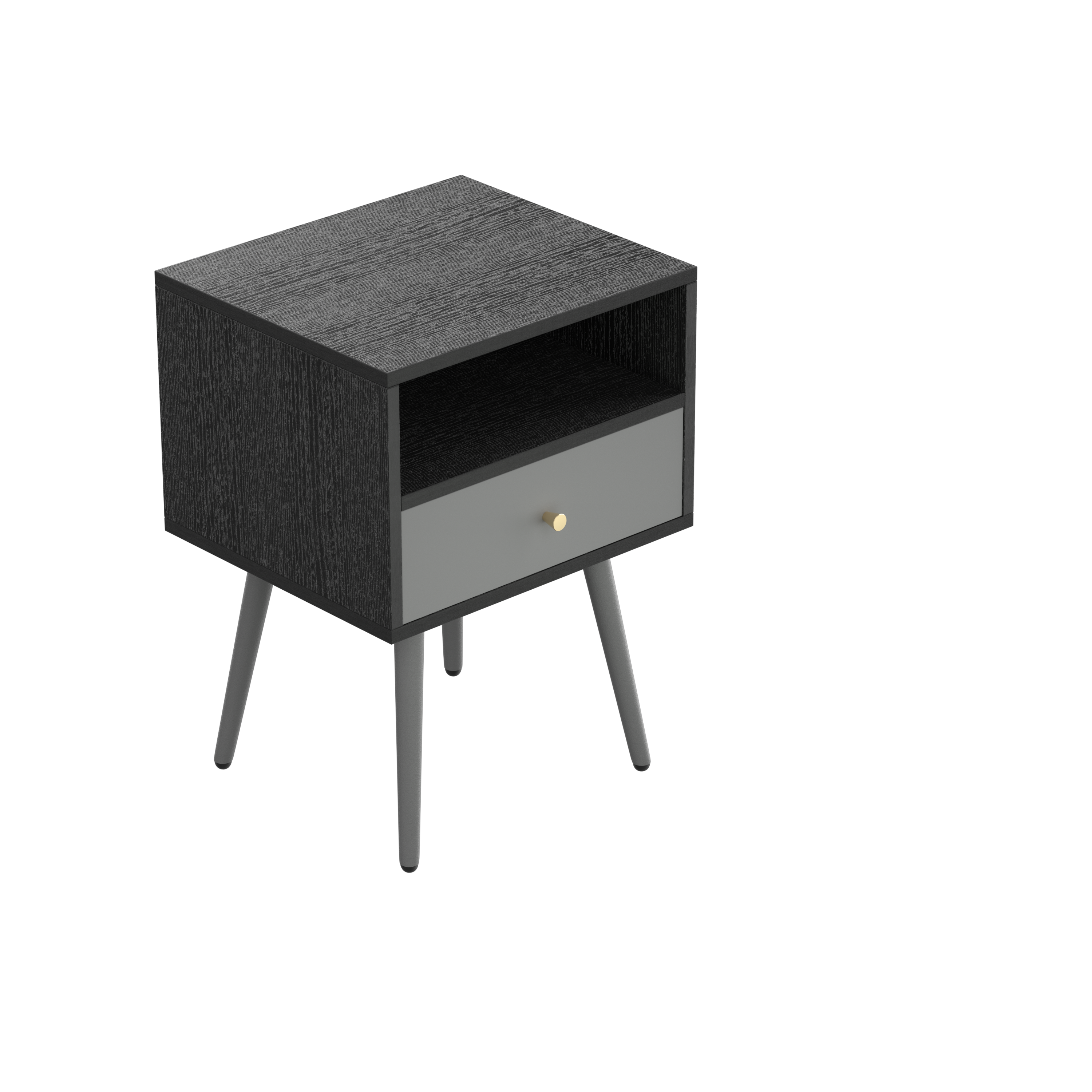 UpdateModern Nightstand with 1Drawers, Suitable for Bedroom/Living Room/Side Table (Dark Grey) image