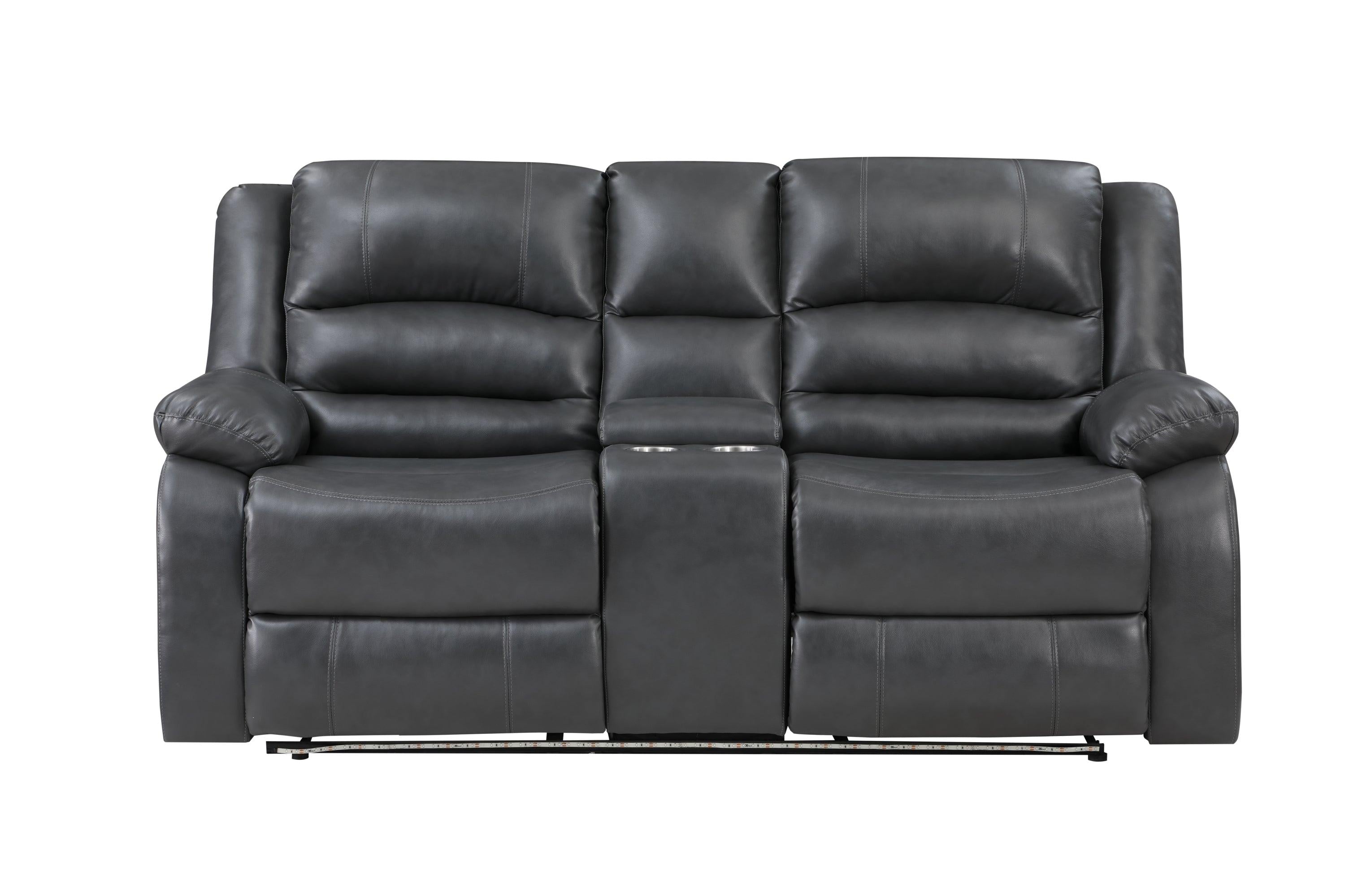 Martin Manual Reclining Loveseat finished with Faux Leather/ Wood in Gray image