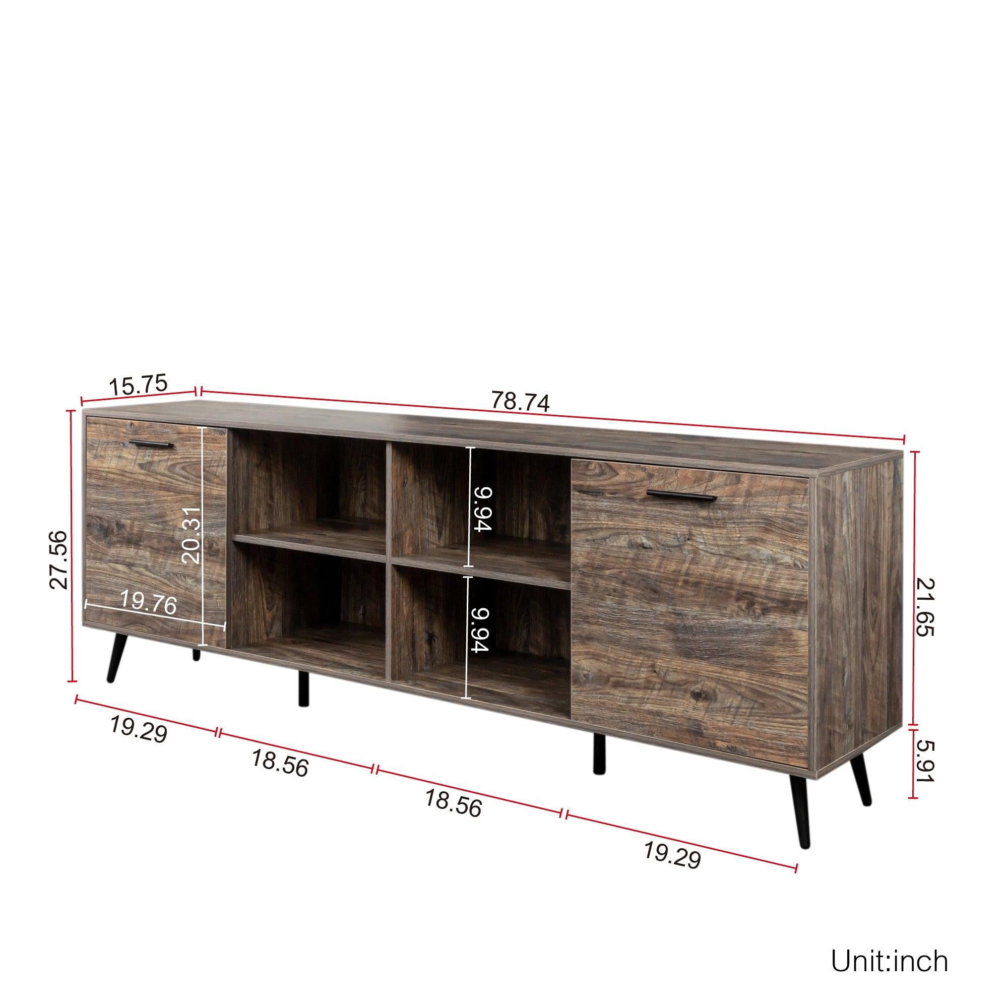 TV Stand Mid-Century WoodModern Entertainment Center AdjustableStorage Cabinet TV Console for Living Room