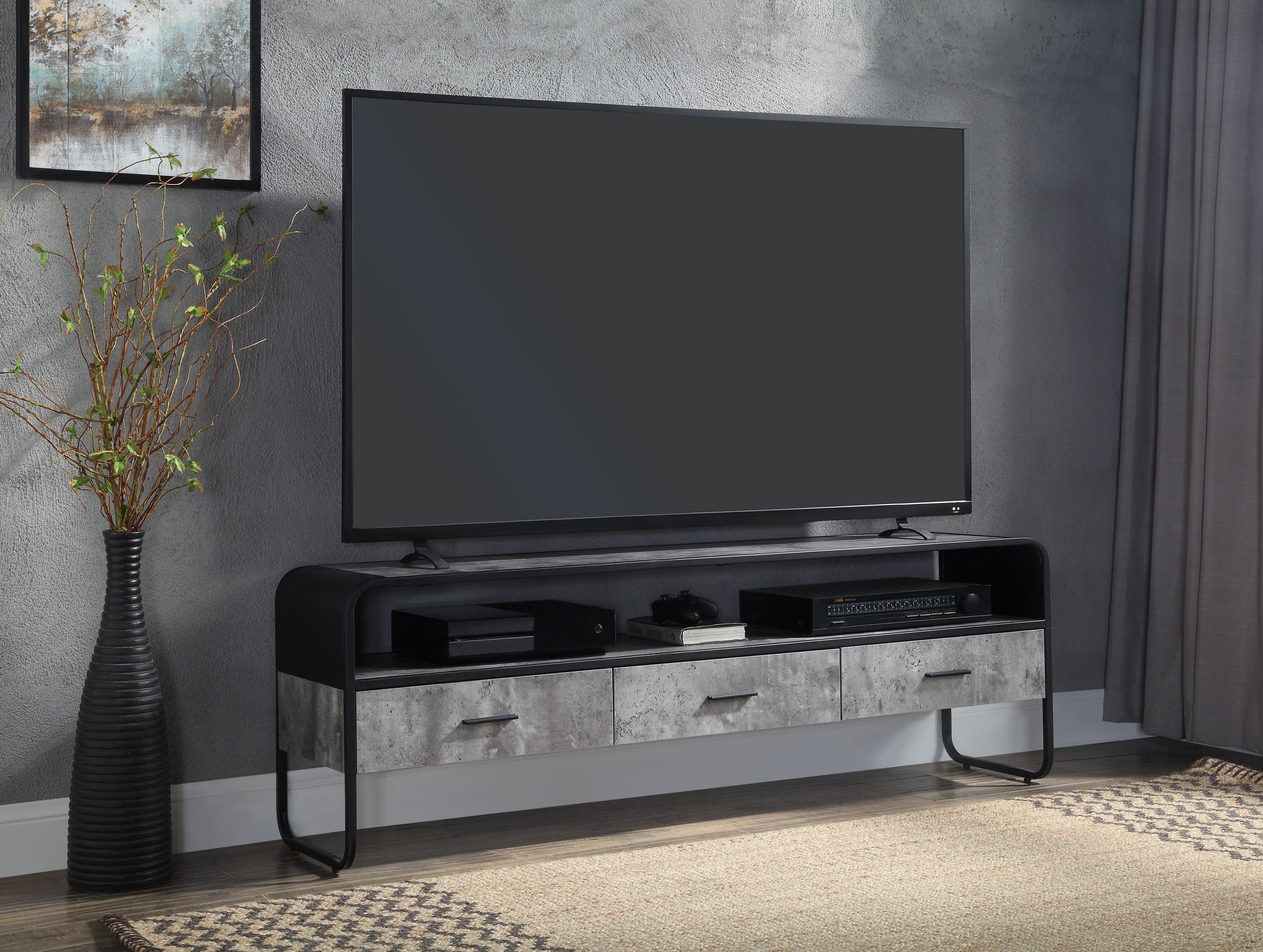 ACME Raziela TV Stand, Concrete Gray & Black Finish LV01142 image