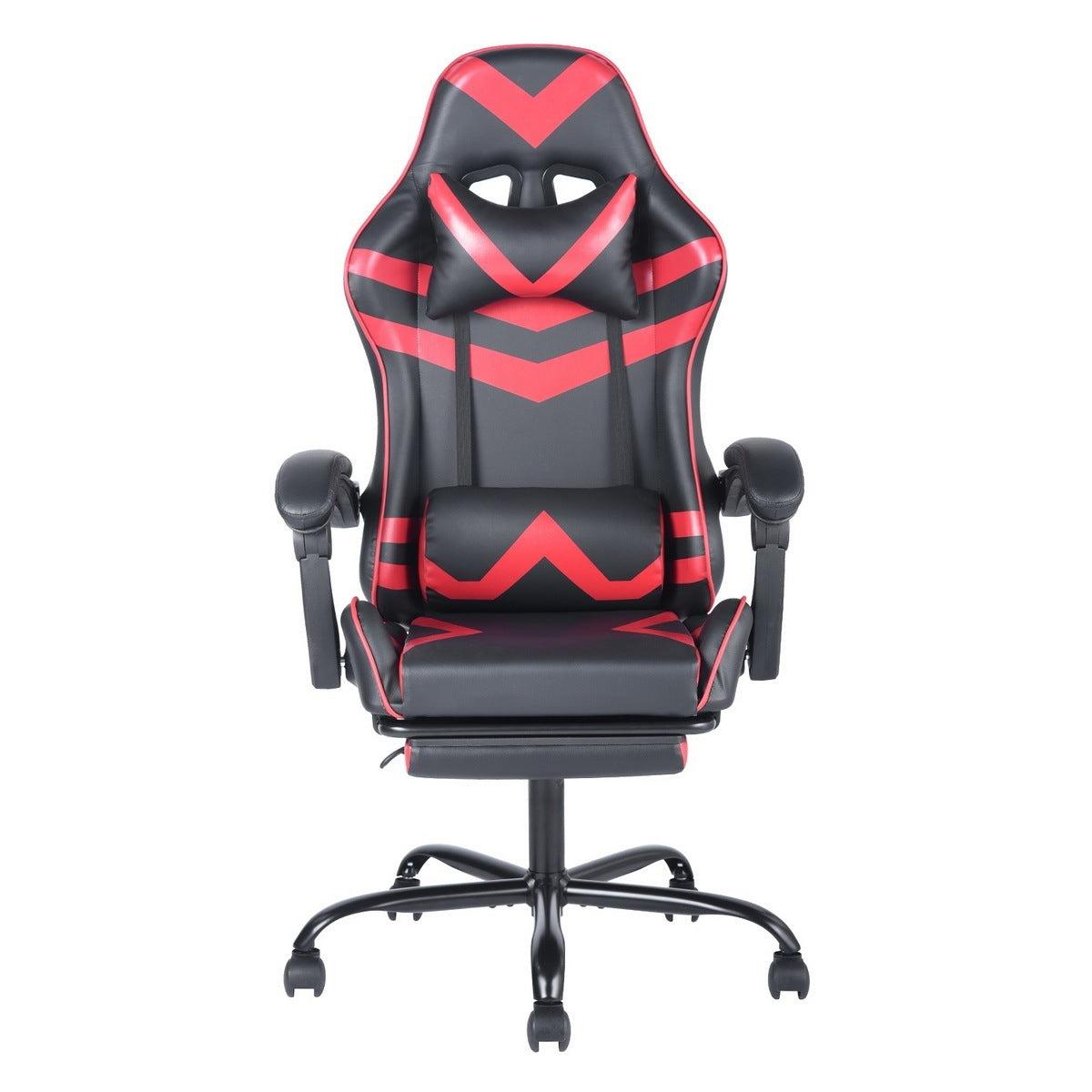 Gaming Office High Back Computer Leather Desk Mesh Ergonomic 180 Degrees Adjustable Swivel Task Chair with Headrest and Lumbar Support, & Footrest , Red