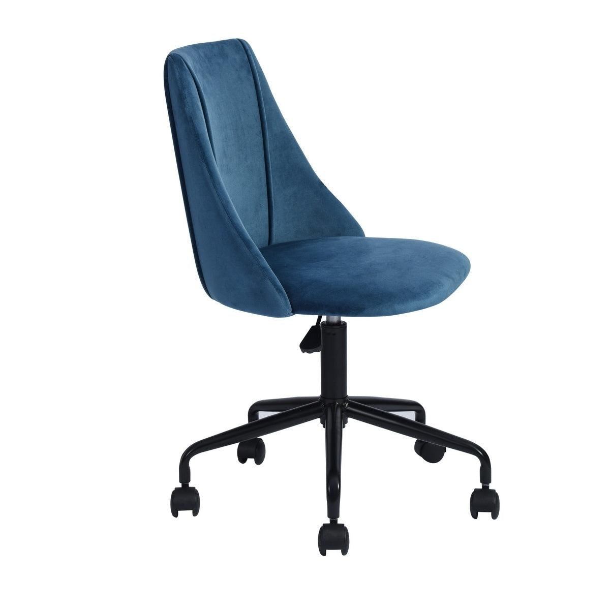 Velvet Upholstered Task Chair/ Home Office Chair - Blue