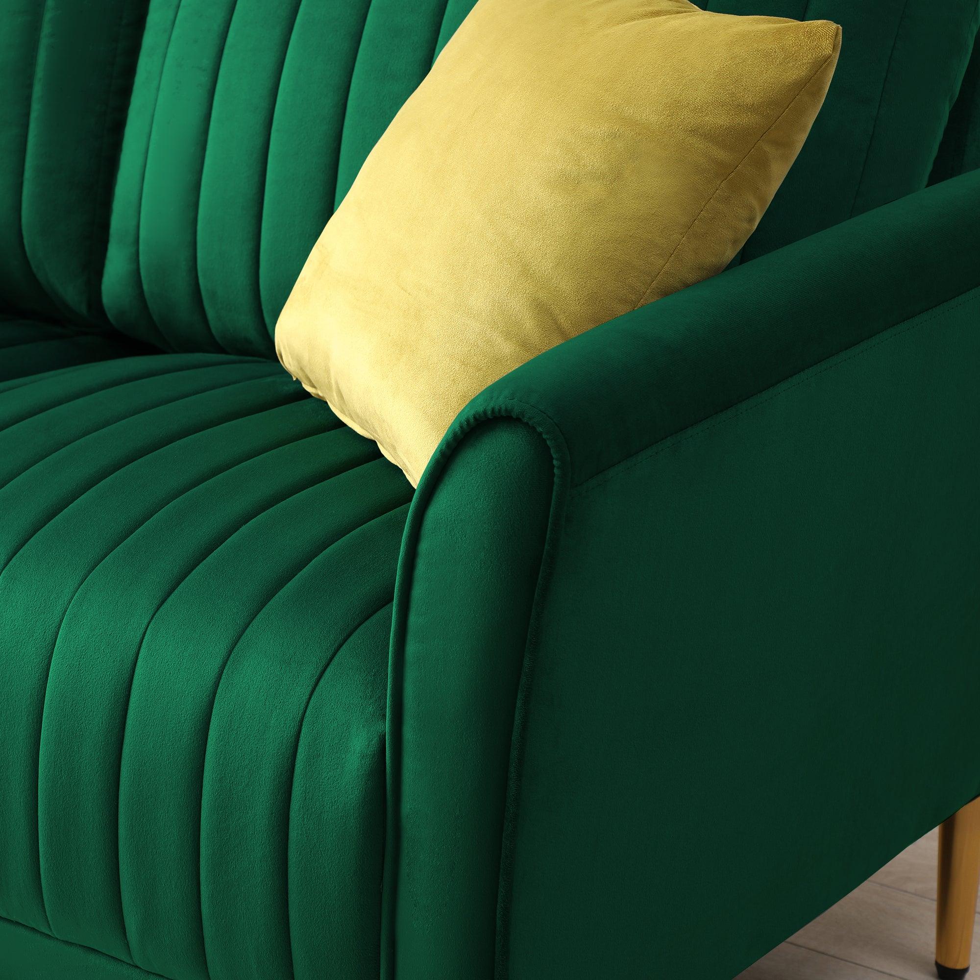 The green sofa without armrests is not sold separately and needs to be combined with other parts or multiple seats.