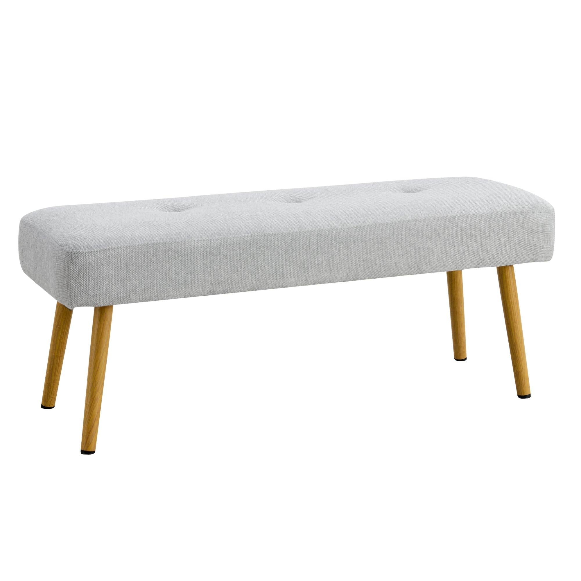 Linen Fabric Upholstered Bench With Gold Metal Legs .Shoe Changing Bench Sofa Bench Dining Chair .for to Bedroom Fitting Room, Store, Dining Room and Living Room.