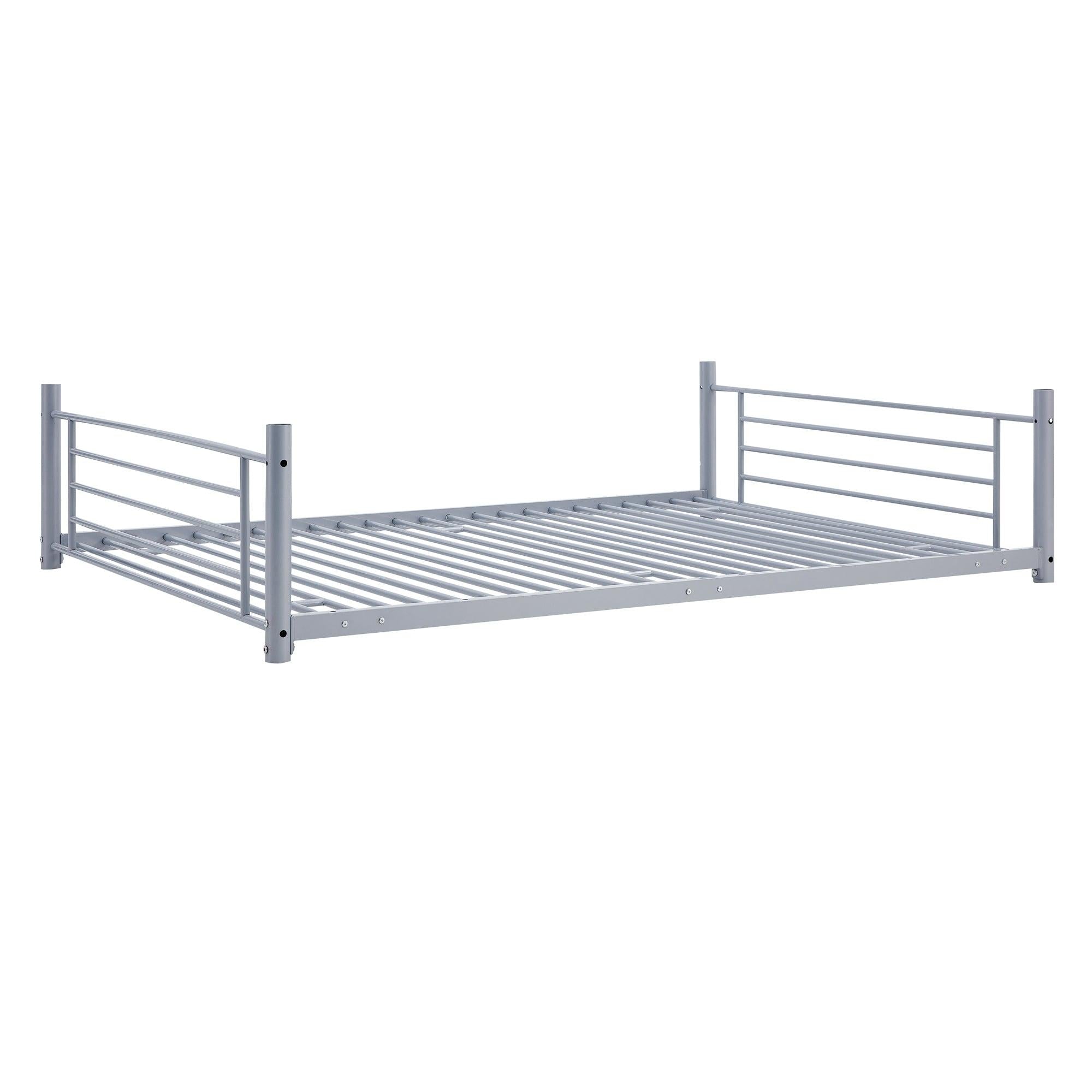 Full-Full-Full Metal  Triple Bed  with Built-in Ladder, Divided into Three Separate Beds,Gray