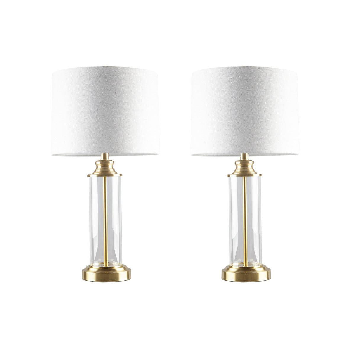 Clarity Glass Cylinder Table Lamp Set of 2