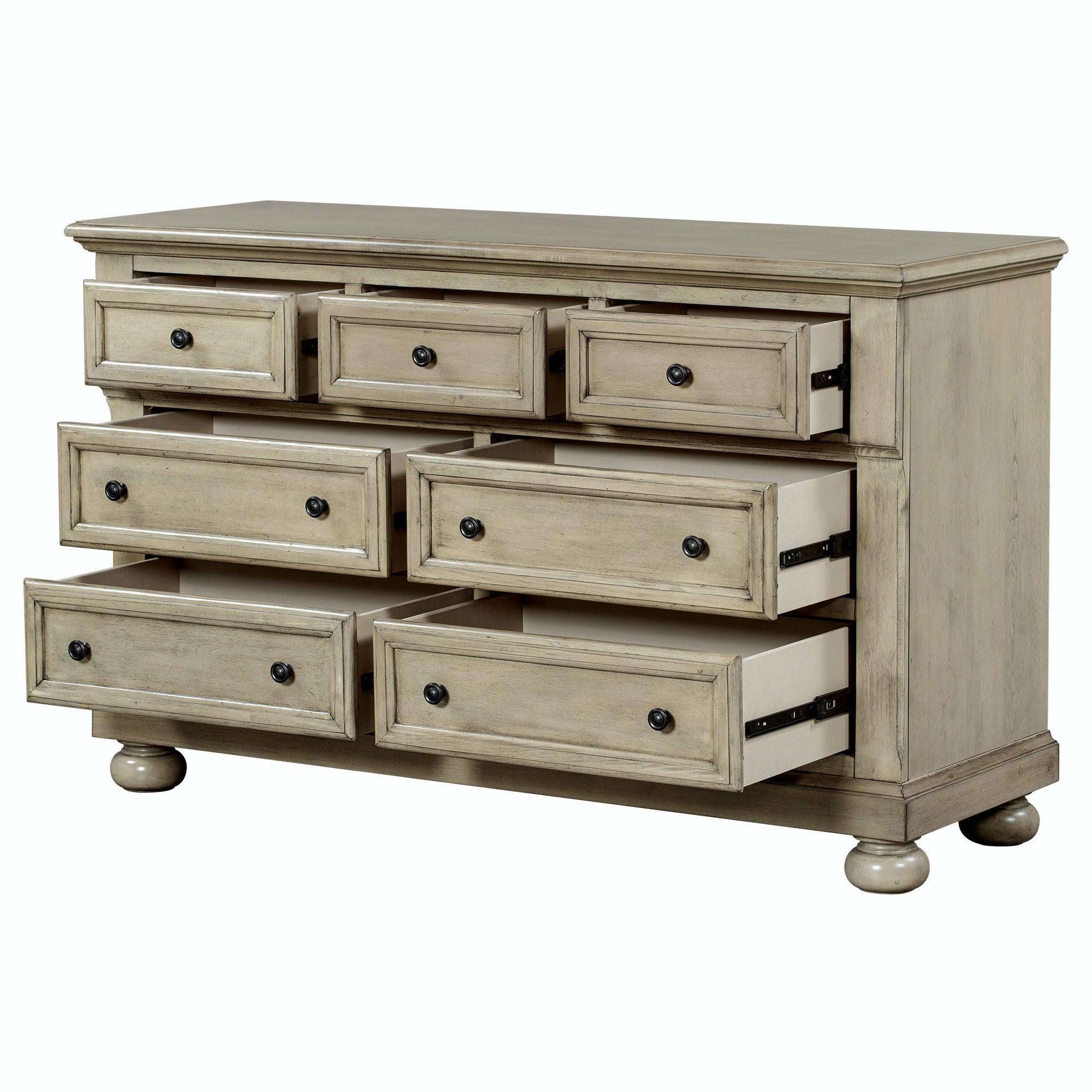 Solid Wood Seven-Drawer Dresser with Changing Topper for Nursery, Kid’s Room, Bedroom, Stone Gray