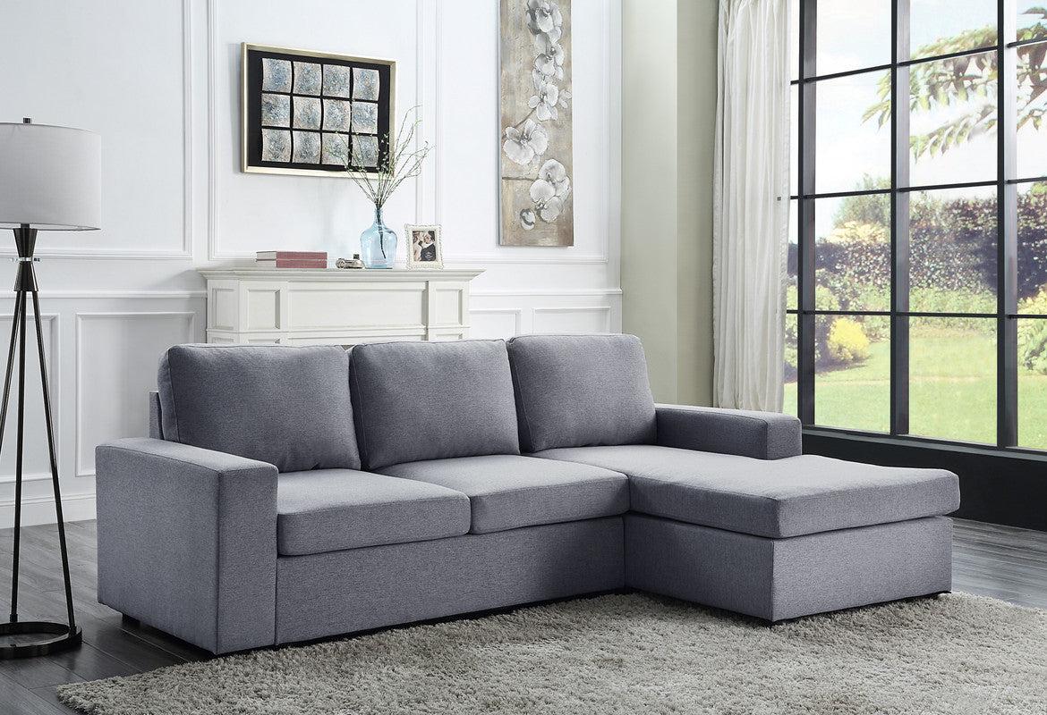 Newlyn Light Gray Linen Reversible Sectional Sofa Chaise