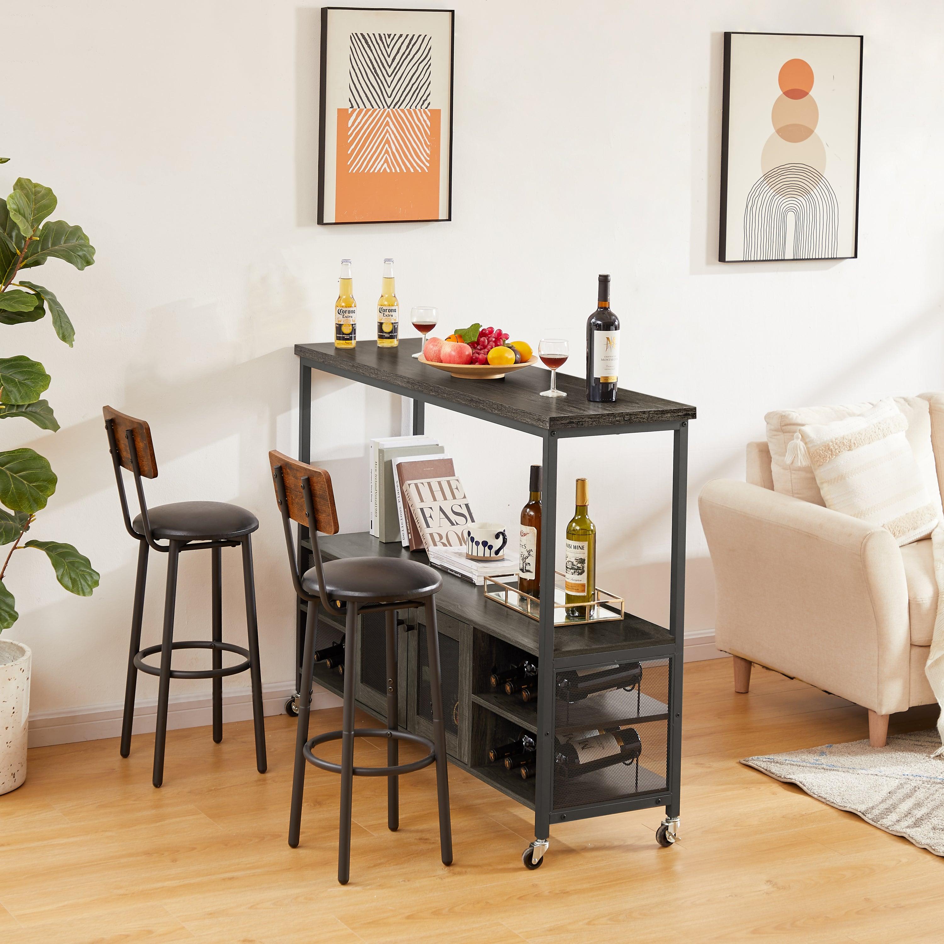 Wine shelf table,Modern wine bar cabinet, console table, bar table, TV cabinet, sideboard withStorage compartment, can be used in living room, dining room, kitchen, entryway, hallway.Dark Grey.