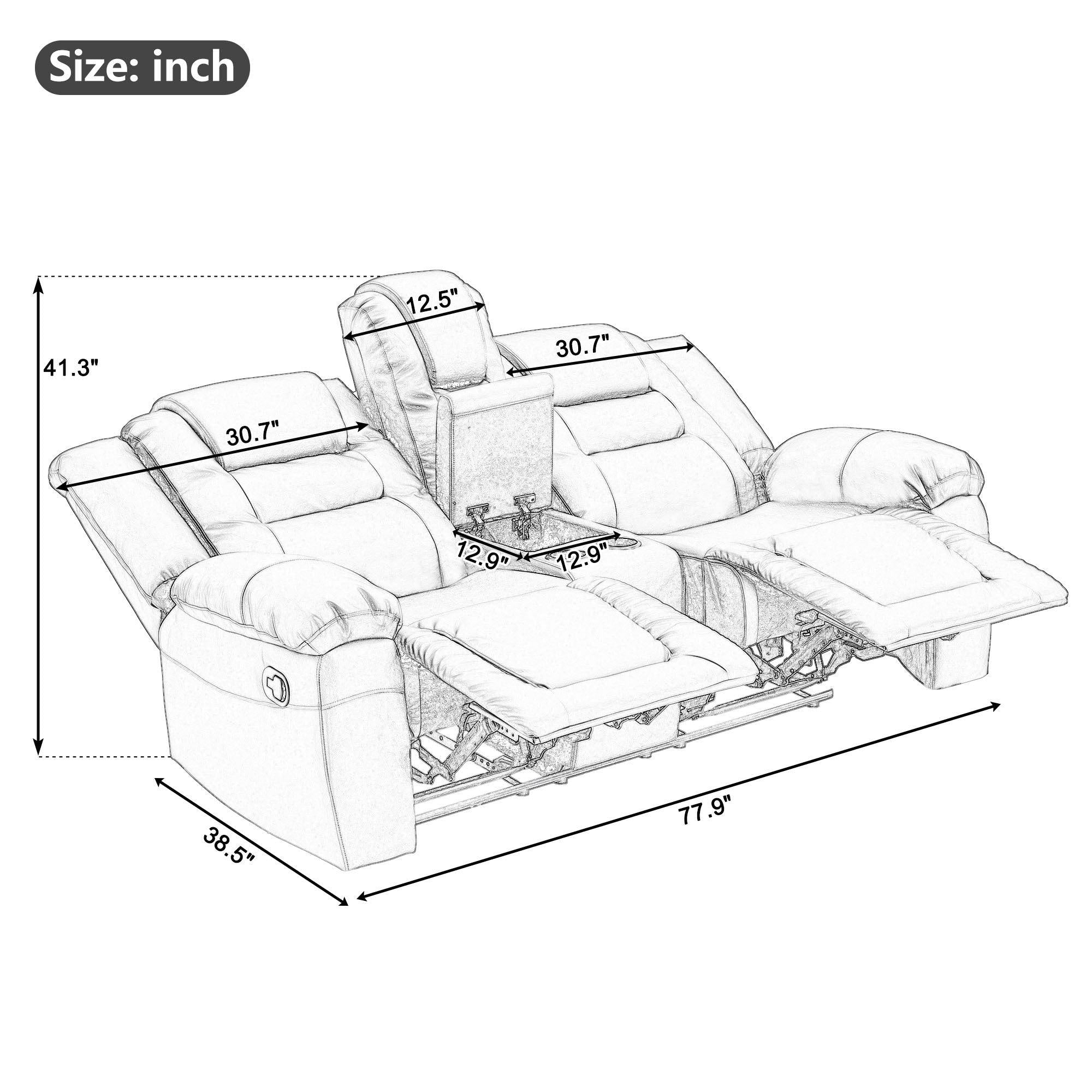 3 Pieces Recliner Sofa Sets,PU Leather Lounge Chair Loveseat Reclining Couch for Living Room,Black