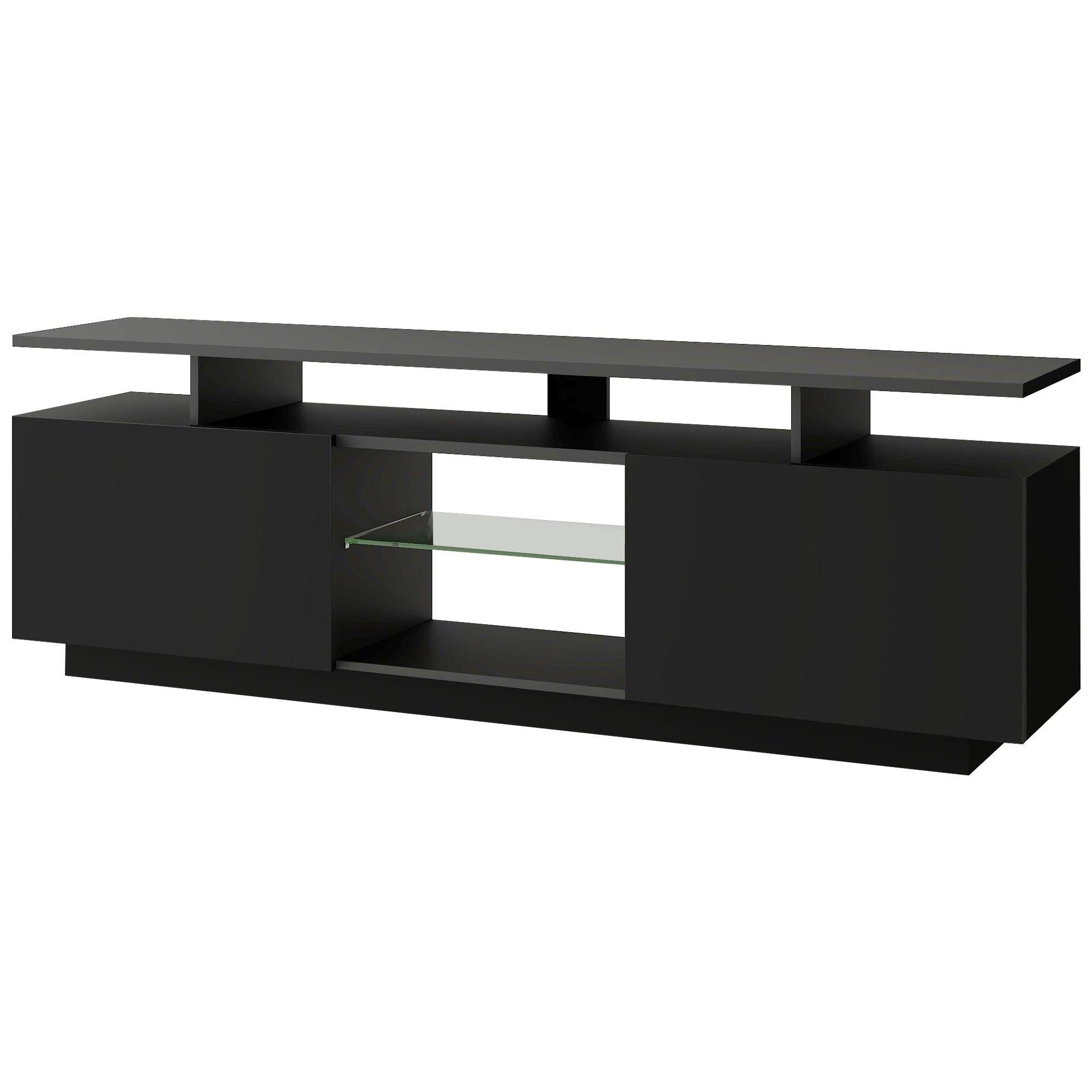 Modern TV Stand for TVs up to 65inches with LED lights, 16 Colors, for Livingroom, Bedroom, Black