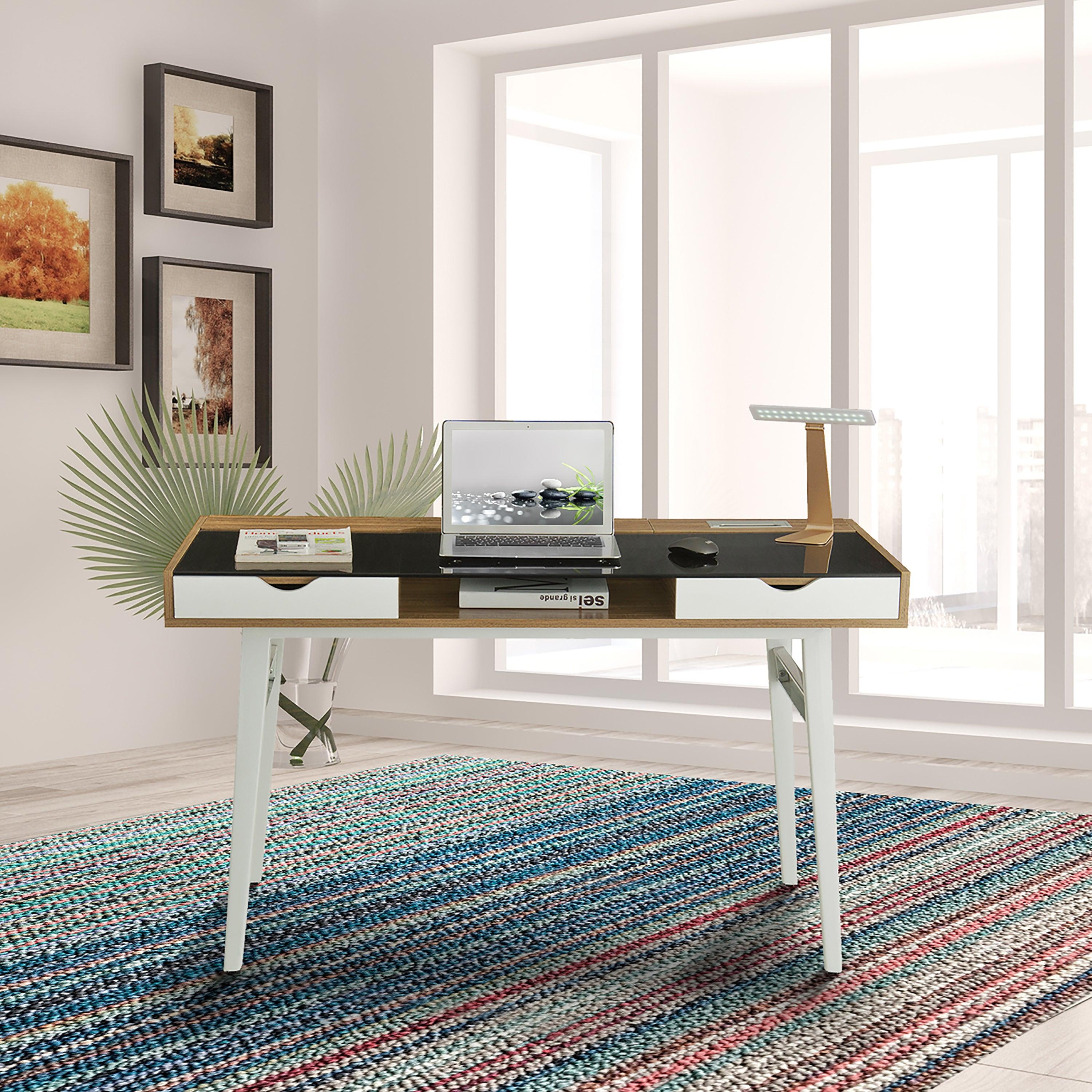 Techni Mobili Compact Computer Desk with MultipleStorage, Walnut image