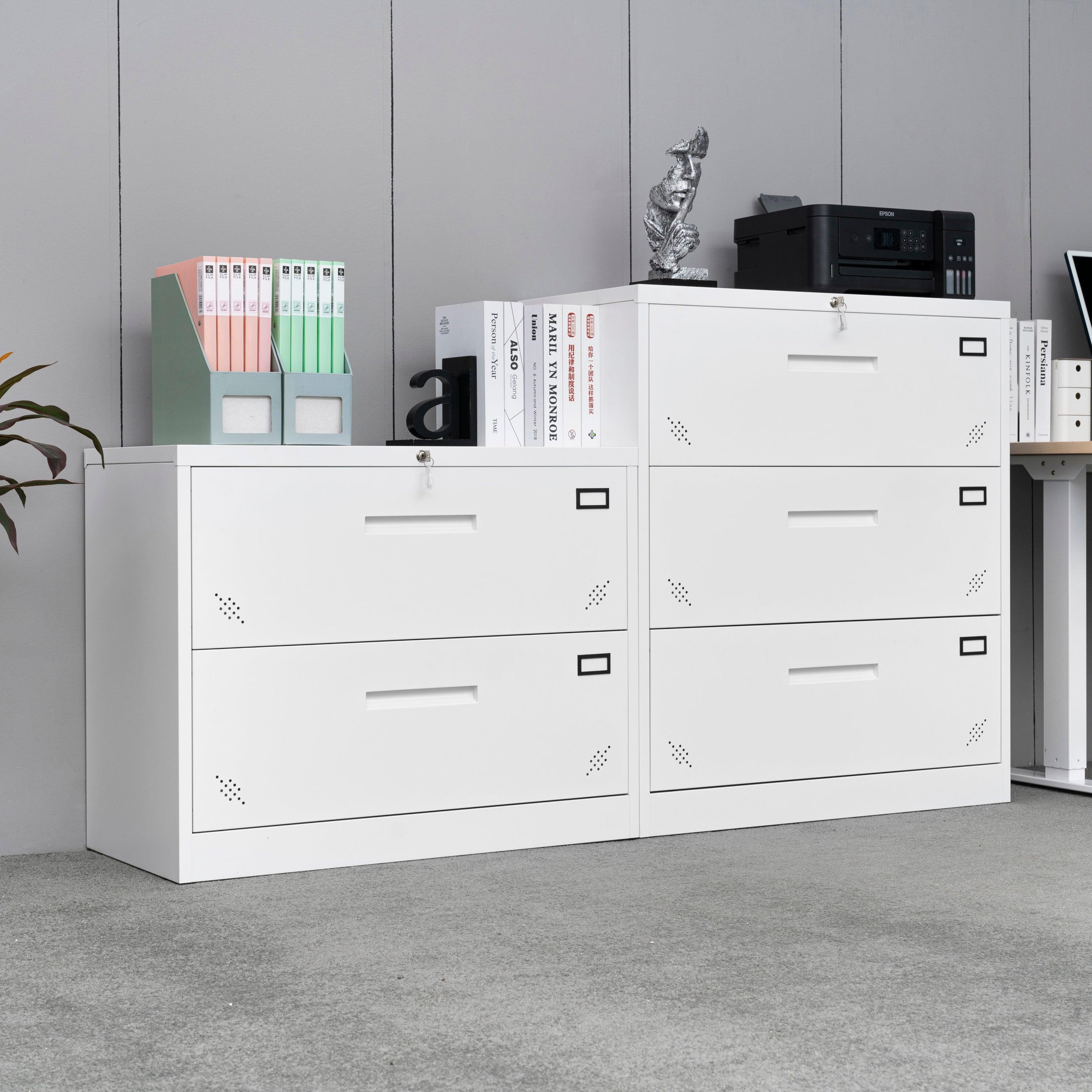 2 Drawer Lateral Filing Cabinet for Legal/Letter A4 Size, Large Deep Drawers Locked by Keys, Locking Wide File Cabinet for Home Office, Metal Steel