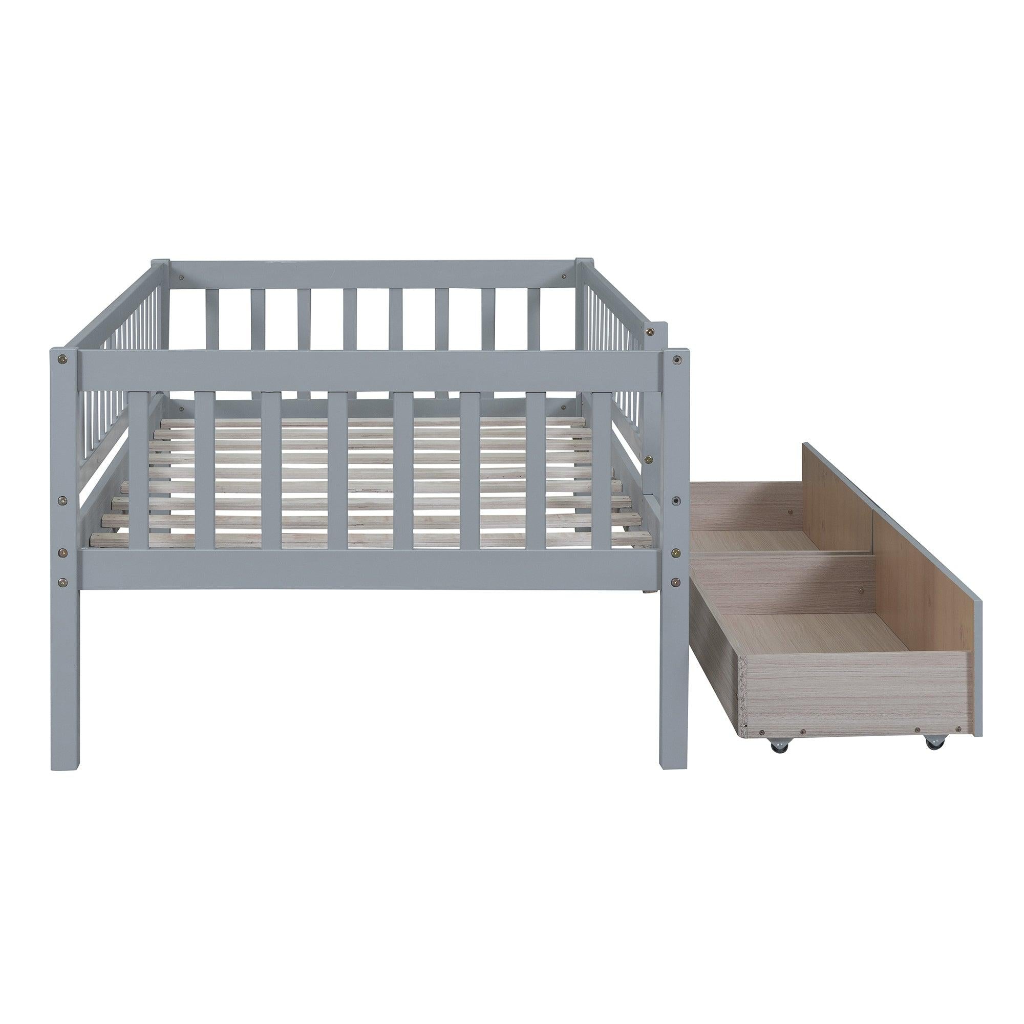 Twin Size Daybed Wood Bed with Two Drawers, Gray